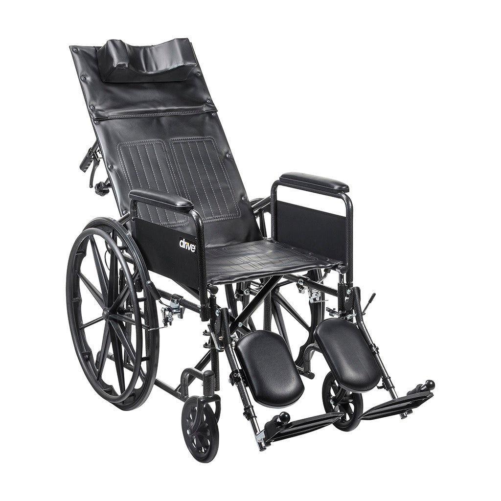 Premium Silver Sport Reclining Wheelchair with Adjustable Elevating Leg Rests - Lightweight Mobility Aid for Seniors & Recovery - Perfect for Home Use, Travel, and Outdoor Activities