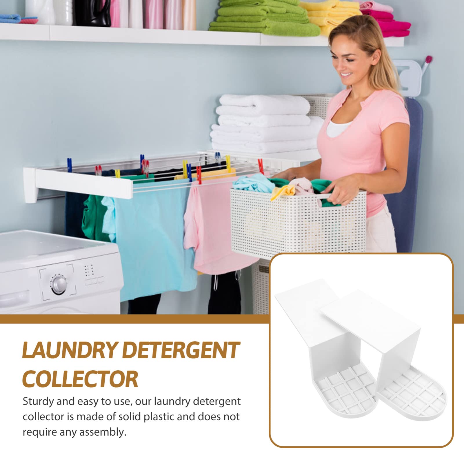 2-Pack Laundry Cup Holder & Soap Dispenser Tray - Plastic Drip Catcher for Washing Machine - Perfect for Laundry Room Organization & Drip-Free Detergent Storage