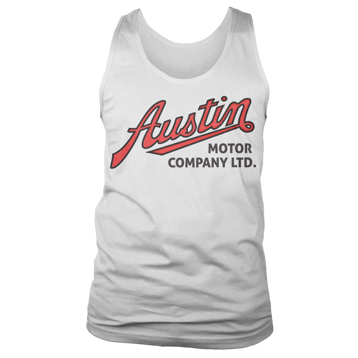 **Officially Licensed Austin Motor Company Men's Tank Top Vest - White - Casual Summer Wear for Men, Perfect for Outdoor Activities, Gym, and Beach**