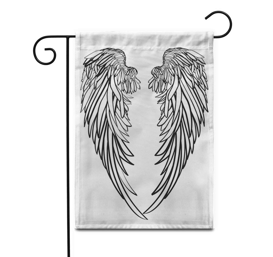 28x40 Inch Double Sided Garden Flag - Black and White Dove Wings Angel Abstract Design for Outdoor Yard, Patio & Lawn Decor | Perfect for Seasonal Celebrations, Home Welcome Signs & Landscape Accents
