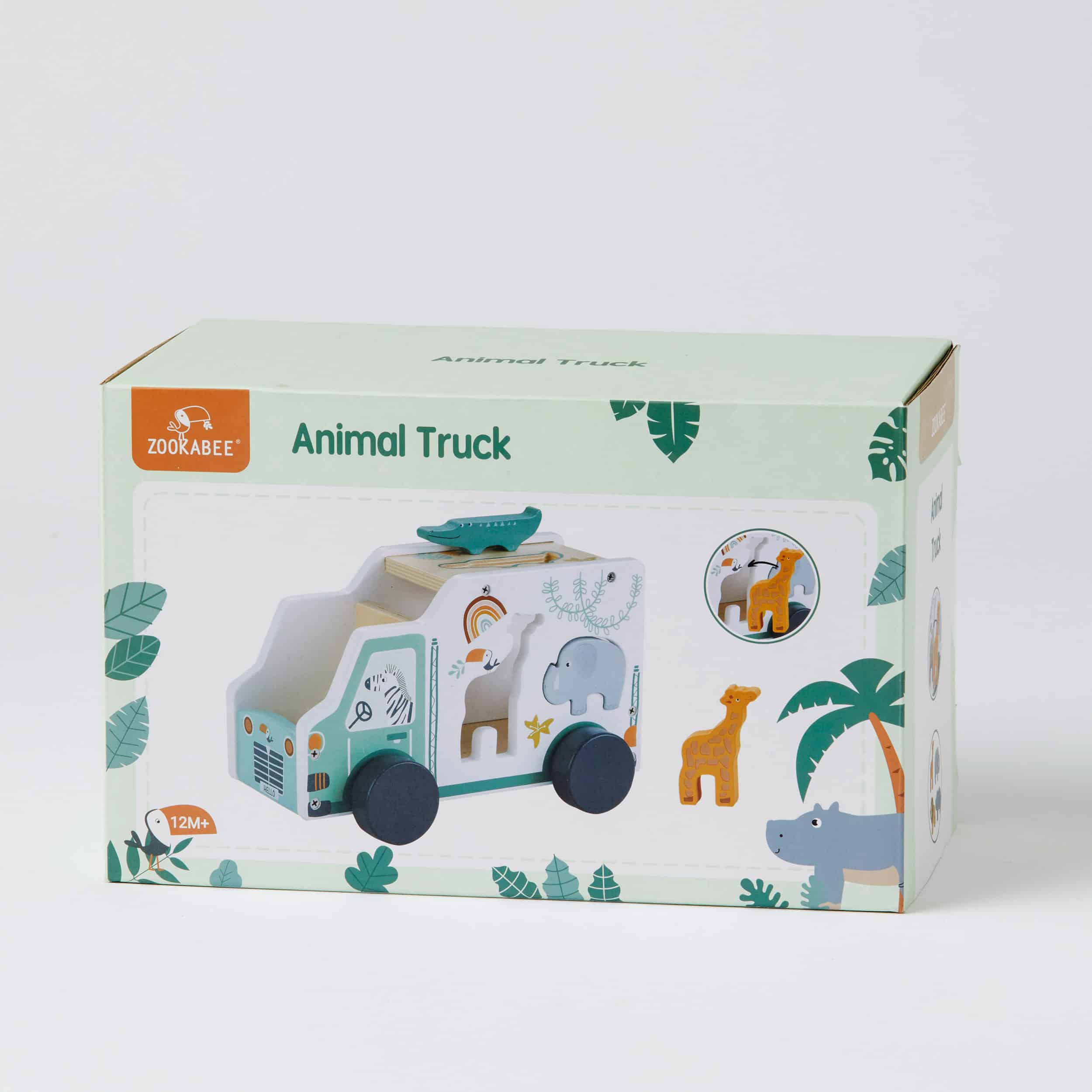 Wooden Jungle Animals Safari Truck Toy Set - 12-Piece Wild Animal Figurines with Pull-Back Truck for Kids - Perfect for Safari-Themed Playtime, Birthday Gifts & Preschool Learning Activities