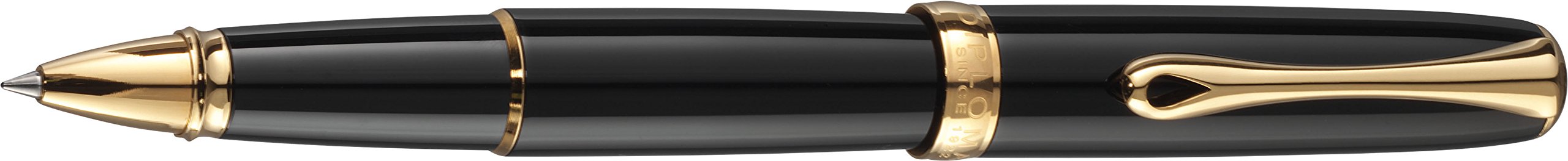 Diplomat Excellence A2 Premium Rollerball Pen Refill - Black Lacquer with Gold Trim | Smooth Writing for Business, Signatures & Everyday Use