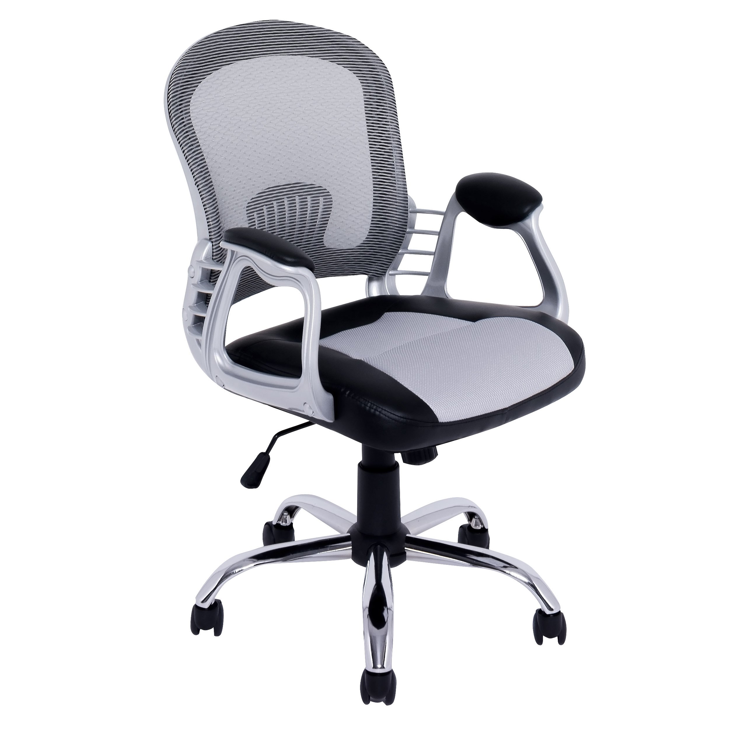 CorLiving Ergonomic Office Chair - Black & Grey Mesh Back, Adjustable Height, Swivel & Rolling for Home & Workspace Comfort