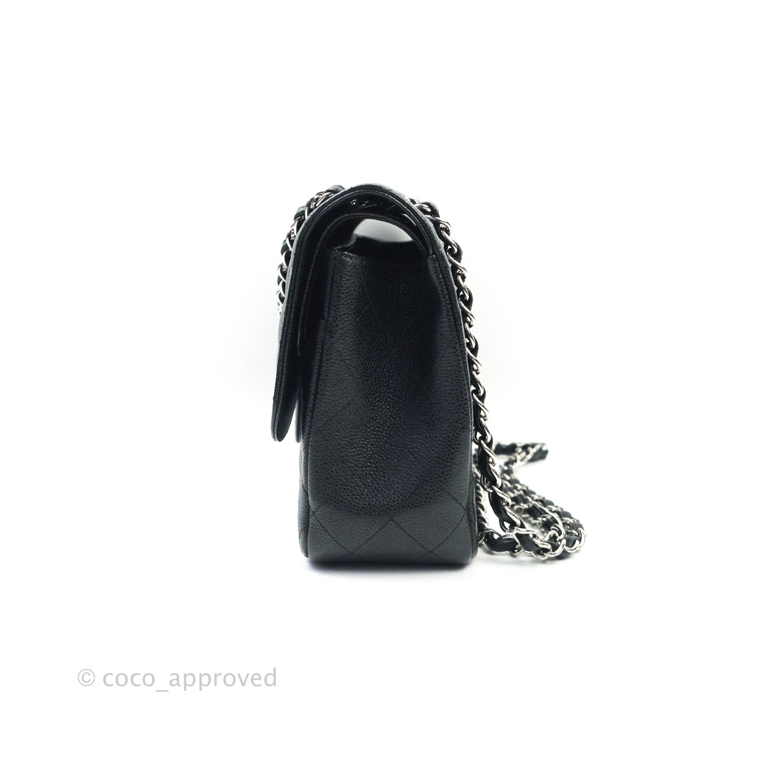 Chanel Classic Jumbo Double Flap Bag in Black Caviar Leather with Silver Hardware - Luxury Handbag for Women, Perfect for Work, Evening Events & Special Occasions