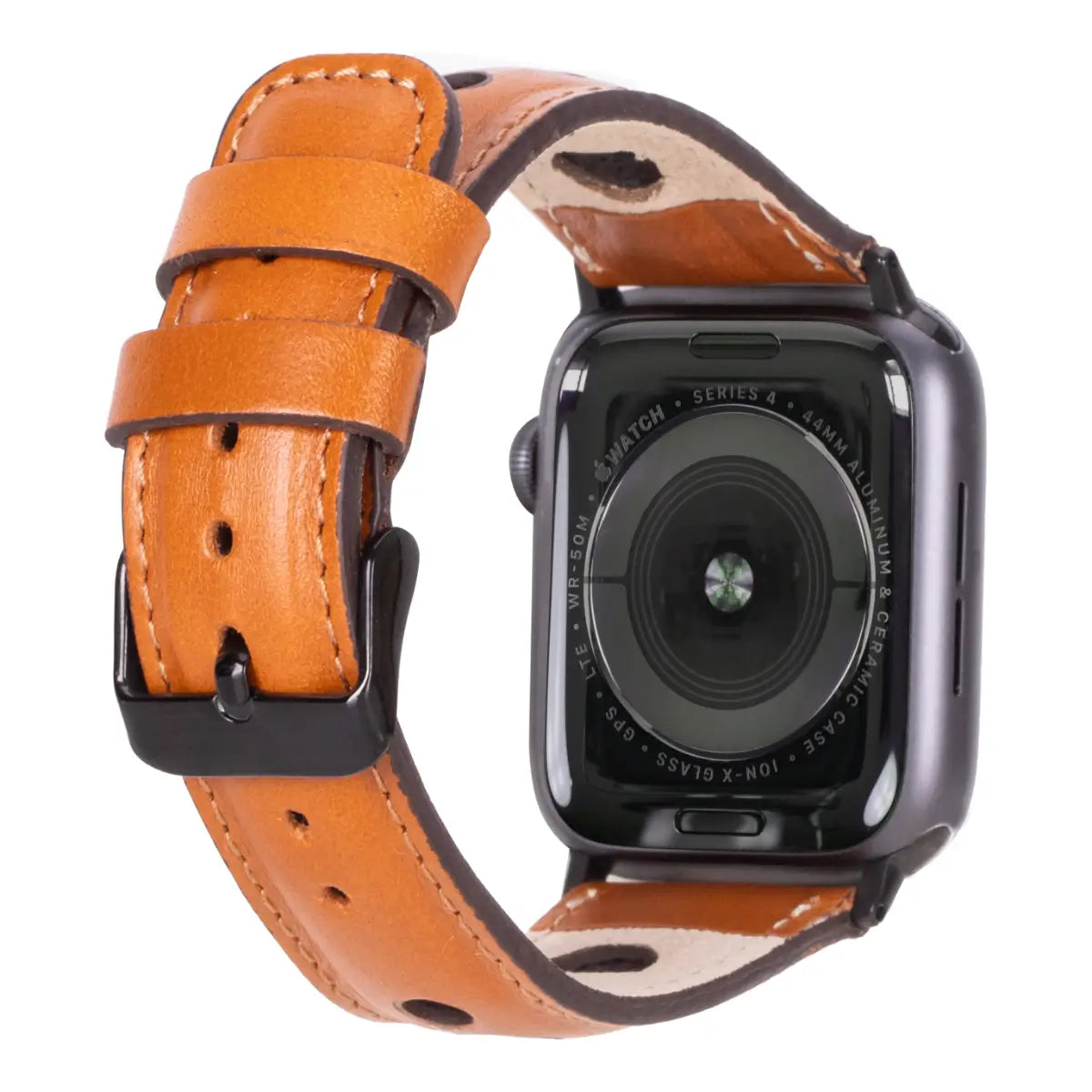 Premium Genuine Tan Leather Rally Strap for Apple Watch - Comfortable & Durable Replacement Band for Workout, Running & Everyday Use