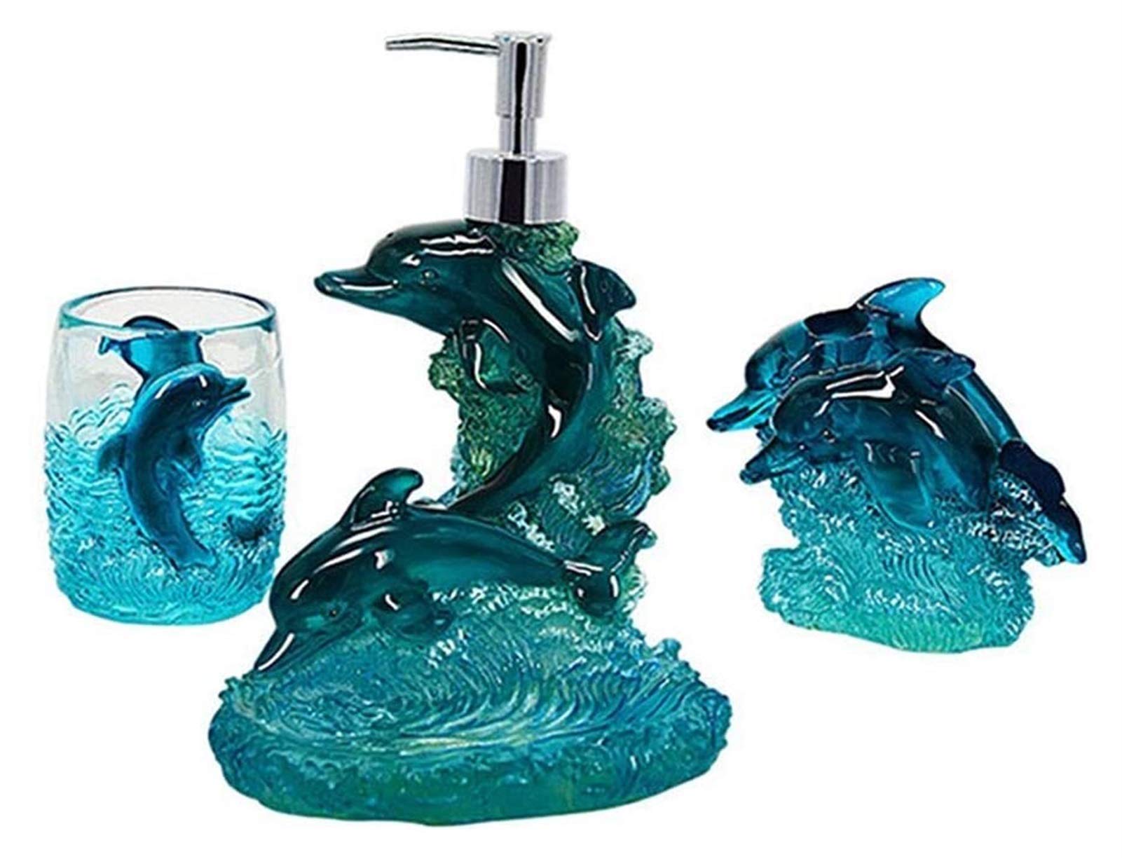 Premium 4-Piece Acrylic Bathroom Accessory Set - Soap Dispenser, Toothbrush Holder, Tooth Mug & Lotion Dispenser | Modern Hotel-Style Decor for Home, Spa & Guest Bathrooms
