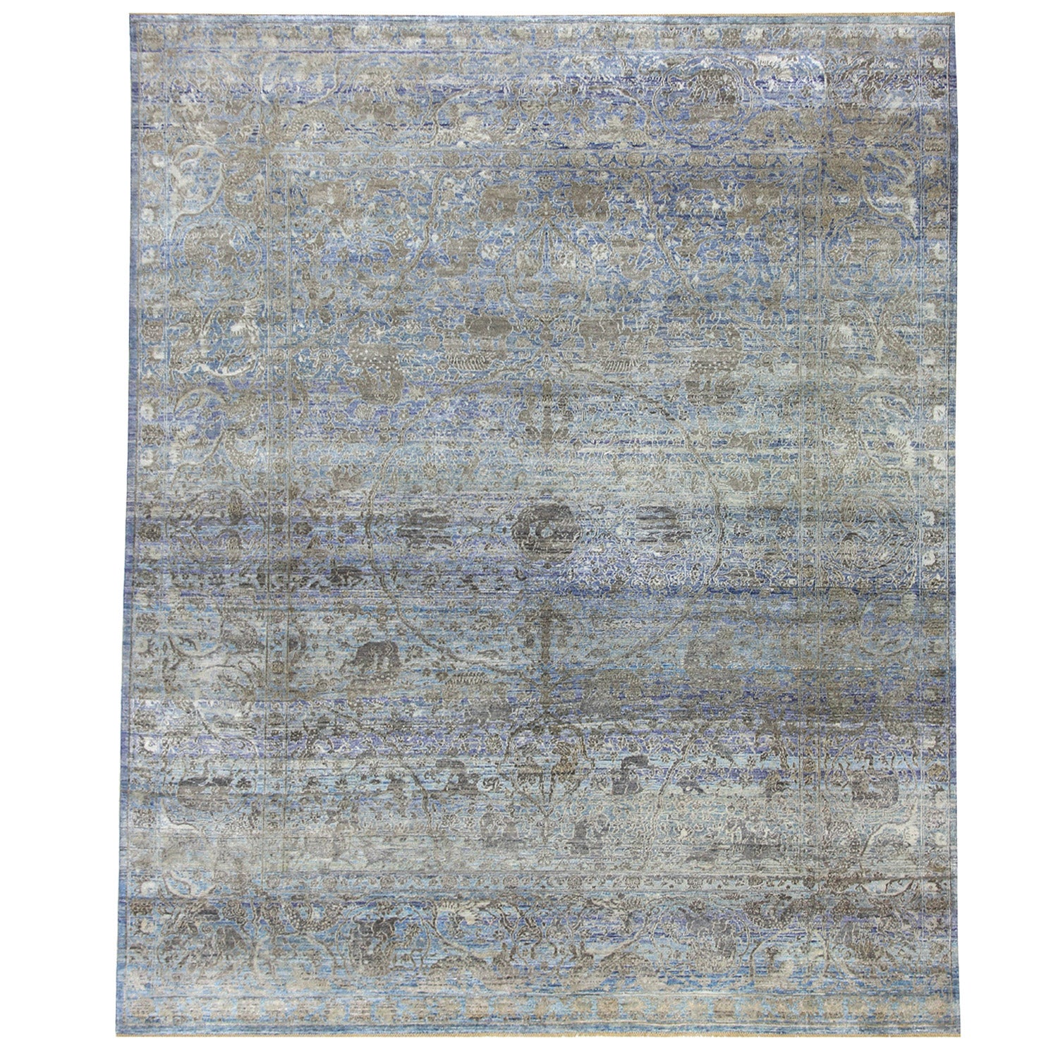 Blue Alchemy Transitional Silk Rug 8'8 x 11'4 - Luxurious Handmade Persian Style Area Rug for Living Room, Bedroom & Dining Room Decor
