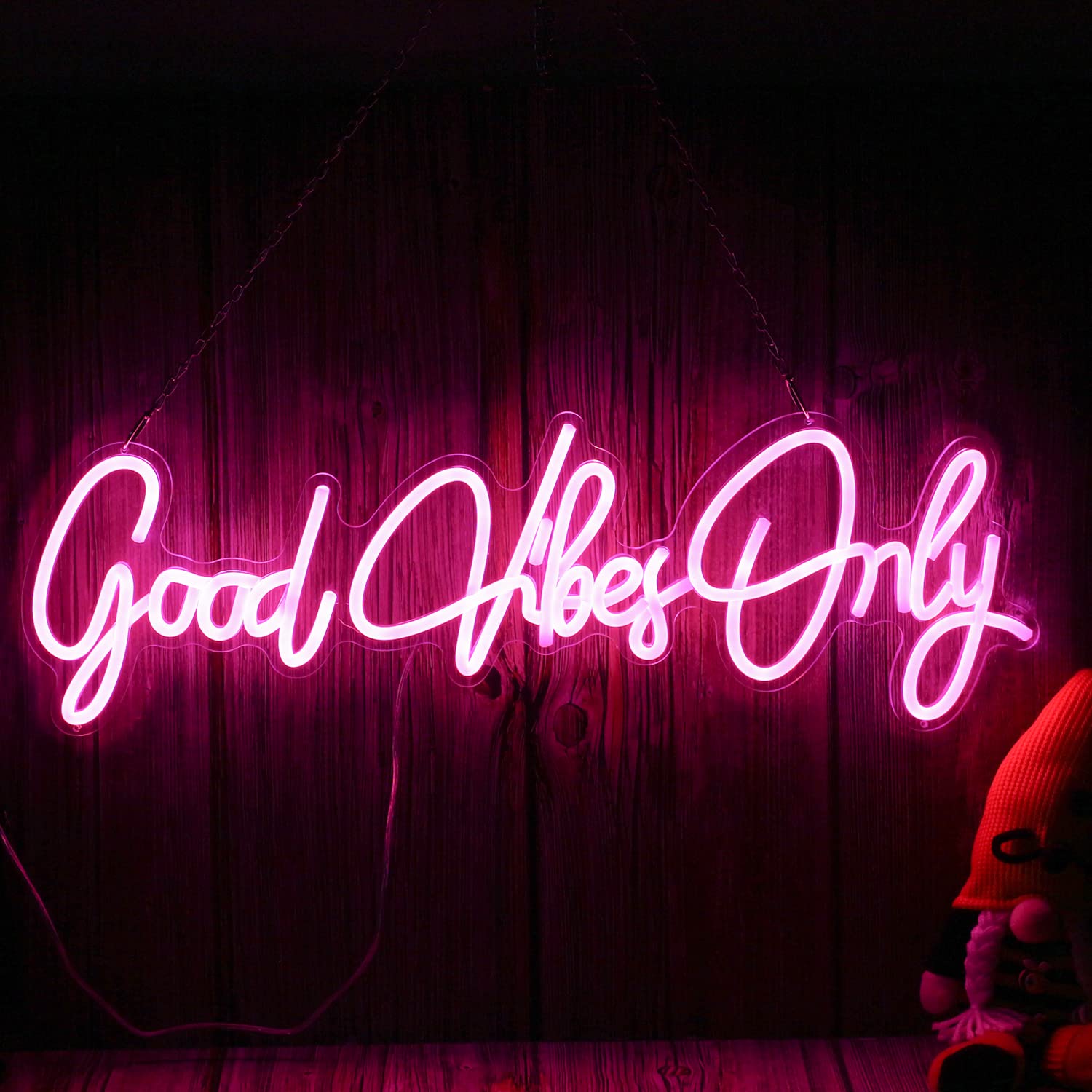 Good Vibes Only Neon Sign - Pink LED Wall Art Light for Home, Bar, Pub, Club & Party Decor | Unique Christmas Gift & Apartment Decoration | Perfect for Bedroom, Living Room & Rave Events