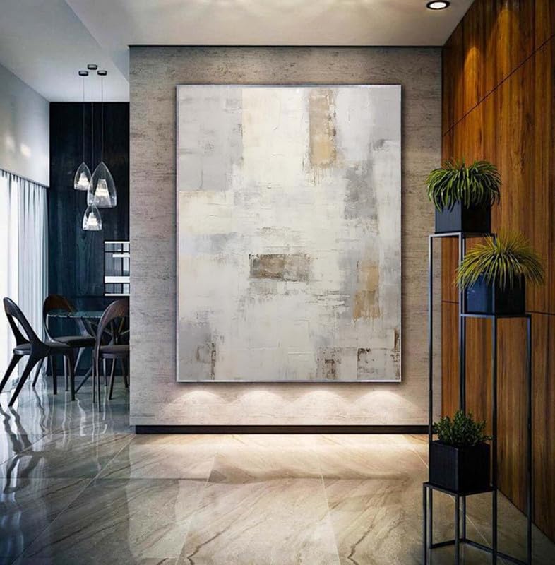 Hand-Painted Modern Abstract Oil Painting - Textured Line & Geometric Wall Art for Living Room, Porch & Entrance Decor | Perfect for Home & Office Interior Design