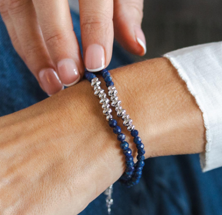 Tumble Azure Gemstone Beaded Bracelet for Women - Natural Healing Stone Jewelry for Meditation, Yoga & Positive Energy - Boho Chic Fashion Accessory