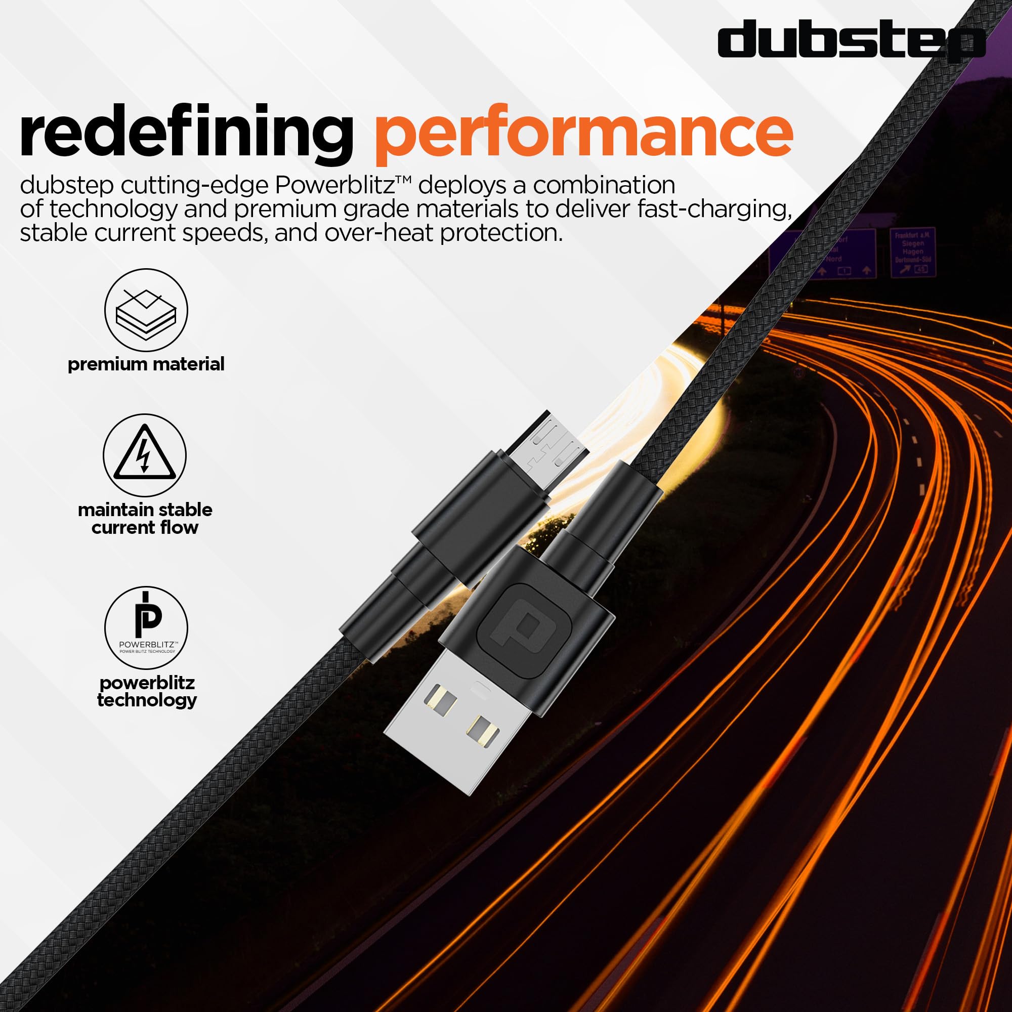 Ultra Durable 18W Micro USB Charging Cable - Tangle-Free, Nylon Braided, 3.1A Fast Charging for Dubstep Blaze & Other Devices - Perfect for Travel, Office & Home Use (Black)
