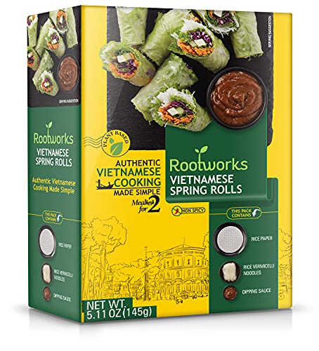 Authentic Vietnamese Spring Rolls Meal Kit for 2 - Rice Paper Wraps with Peanut Soy Dipping Sauce - Vegan & Flexitarian Friendly Asian Dinner - Perfect for Date Night, Family Meals & Healthy Lunch Prep