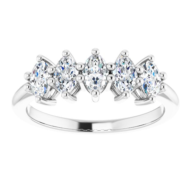 1.00 Carat Marquise Diamond Five Stone Engagement Ring - Classic Shared Prongs Design for Wedding, Anniversary & Special Occasions