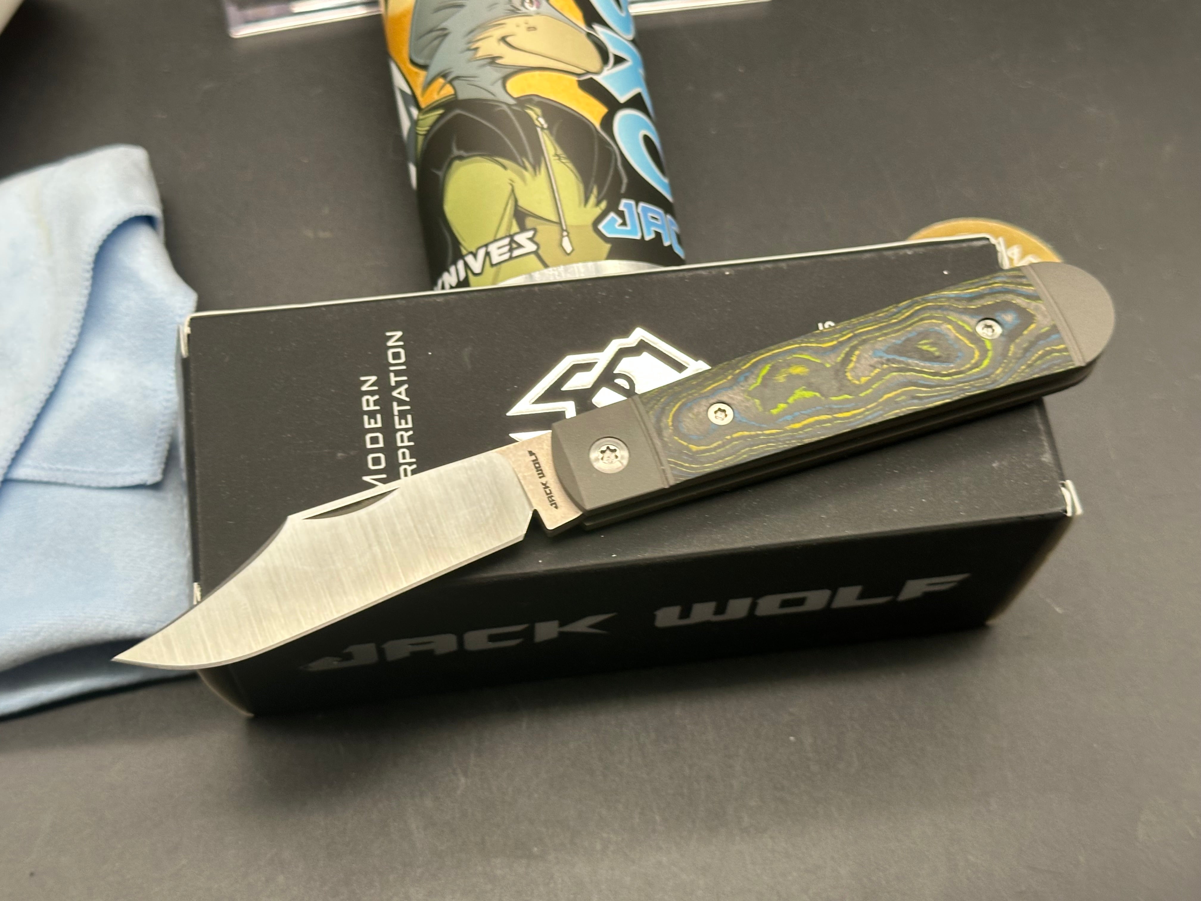 Jack Wolf Knives Big Bro Jack CamoCarbon Gecko Folding Pocket Knife - Tactical EDC Knife for Camping, Hunting & Outdoor Survival Gear