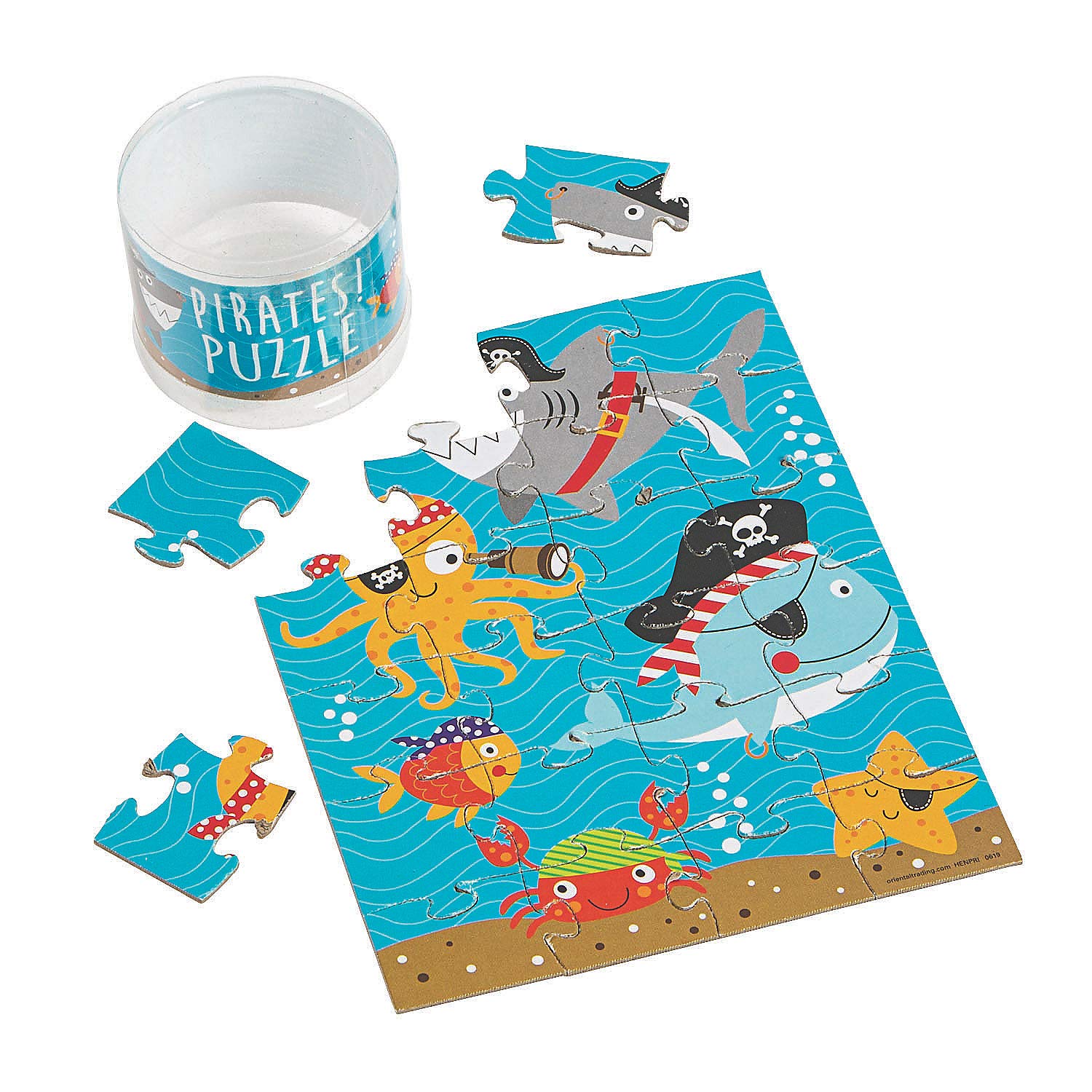 12-Piece Pirate Animals Puzzle in a Case - Fun and Educational Toy for Kids - Perfect for Birthday Gifts, Classroom Activities & Family Game Nights