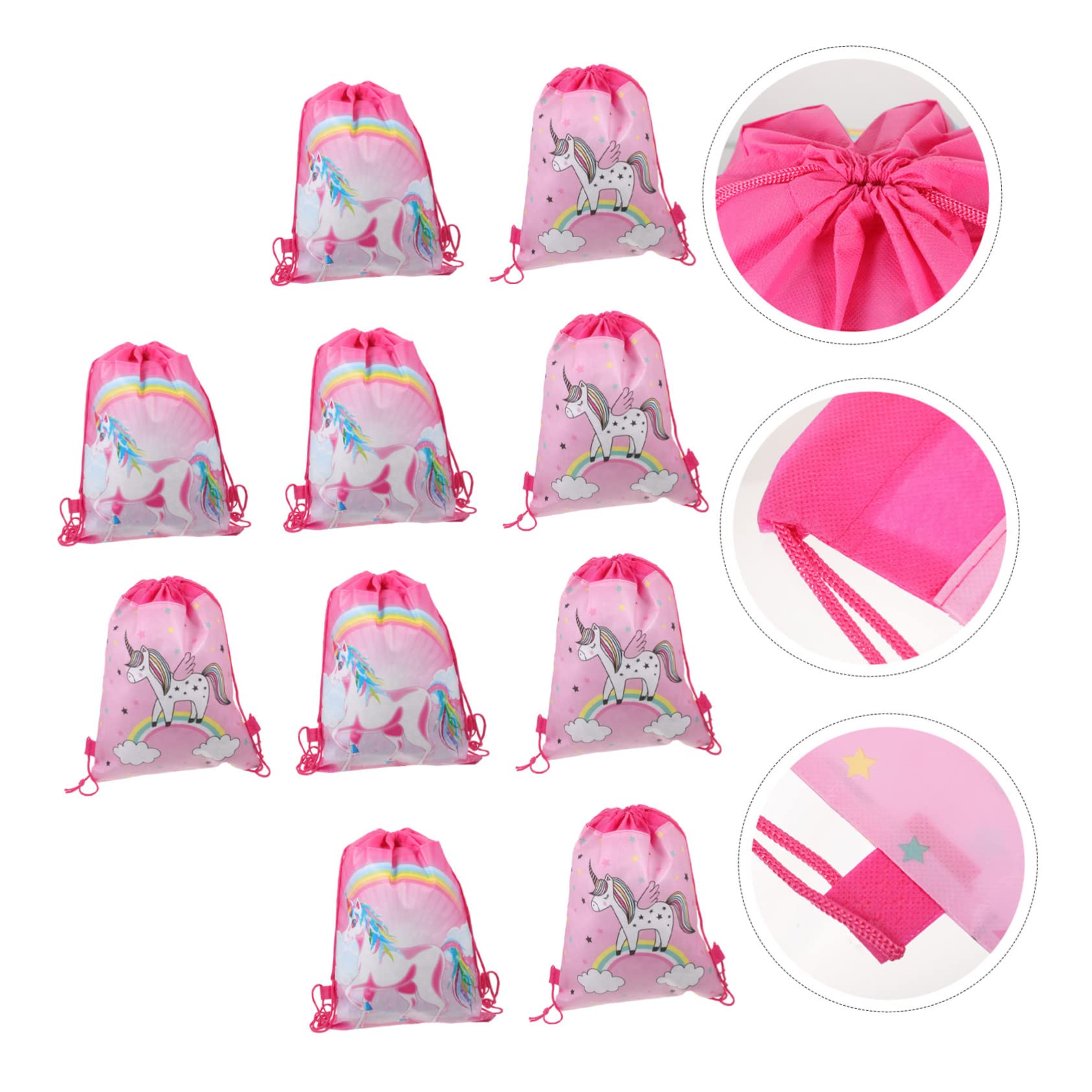Kisangel 10pcs Unicorn Drawstring Bags for Makeup & Toiletries - Portable Non-Woven Fabric Cosmetic Pouch - Perfect for Travel, Gym, School & Party Favors