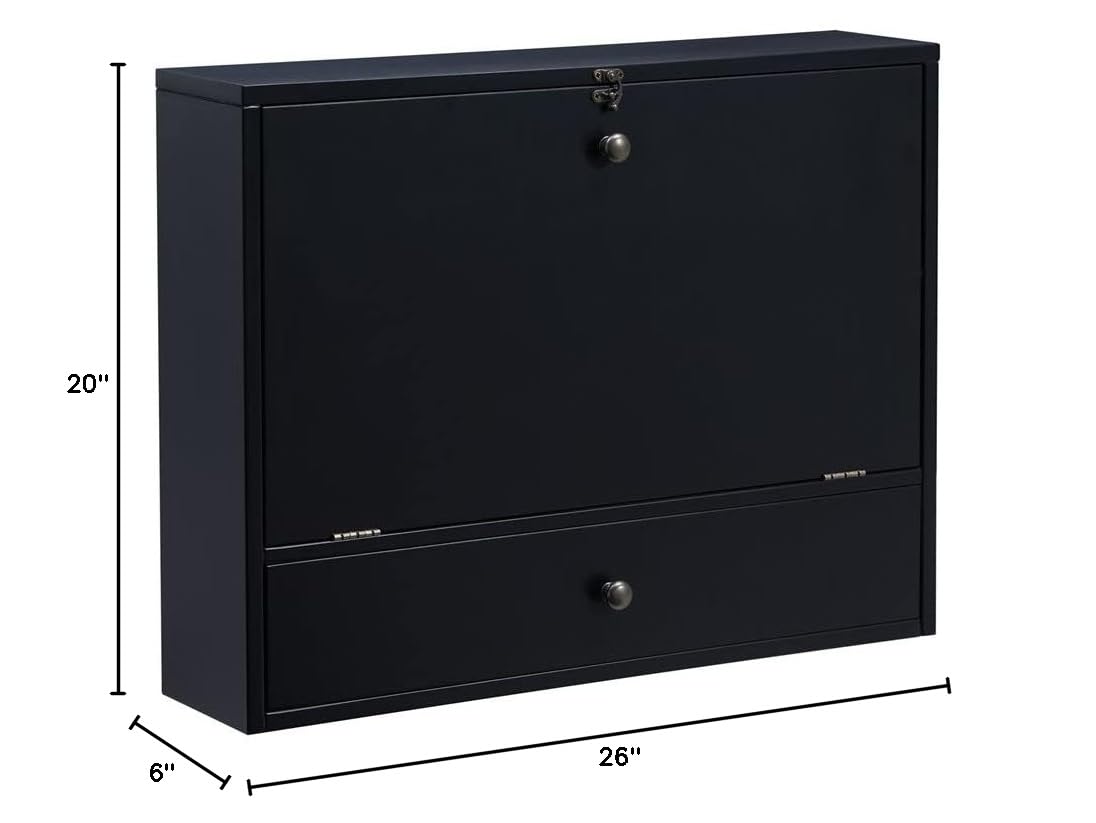 Wall Mounted Laptop Desk - Adjustable Floating Shelf for Home Office, Kitchen & Small Spaces - Universal Fit for All Laptops - Black (SEI Furniture) - Perfect for Remote Work, Studying & Space Saving Solutions