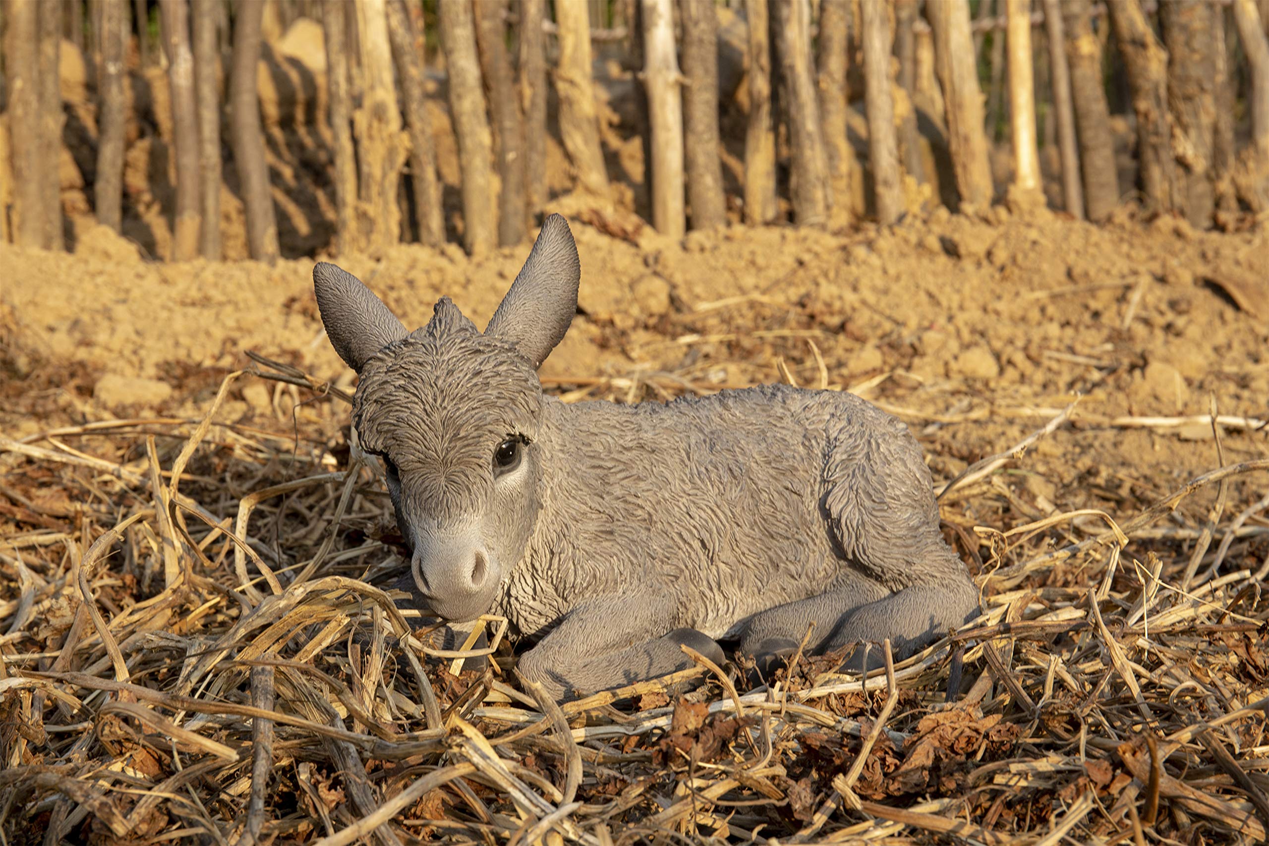 Medium Brown Donkey Foal Lying Down Statue - Perfect for Farmhouse Decor, Nursery Room, and Animal Lover Gifts