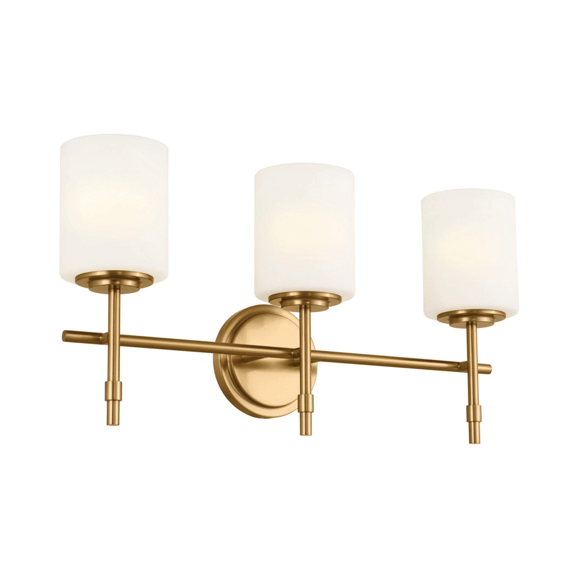 23-Inch 3-Light Bathroom Vanity Light with Satin Etched Opal Glass, Gold Finish - Modern Lighting for Bathroom, Powder Room & Dressing Area