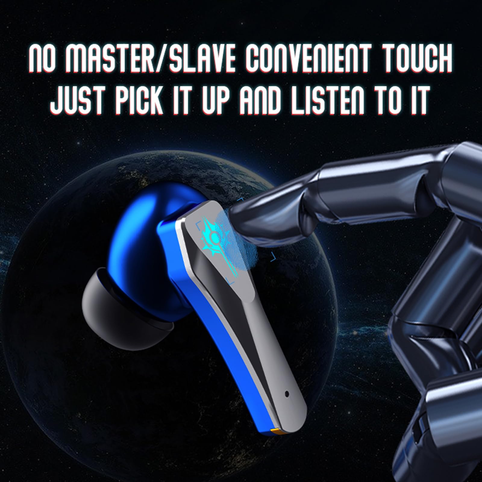 Red True Wireless Earbuds with Mic - Bluetooth 5.3 TWS Gaming Headphones, Low Latency Wireless Earbuds for iPhone & Android - Perfect for Gaming, Workouts & Commuting
