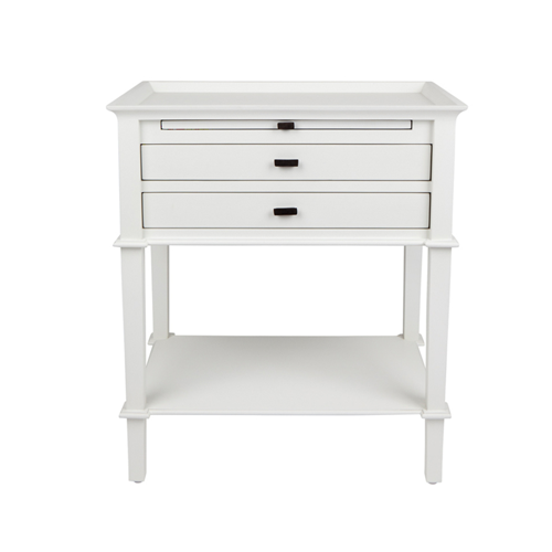 Weatherley White Bedside Table - Nightstand with Storage for Bedroom, Living Room & Office - Modern Minimalist Design