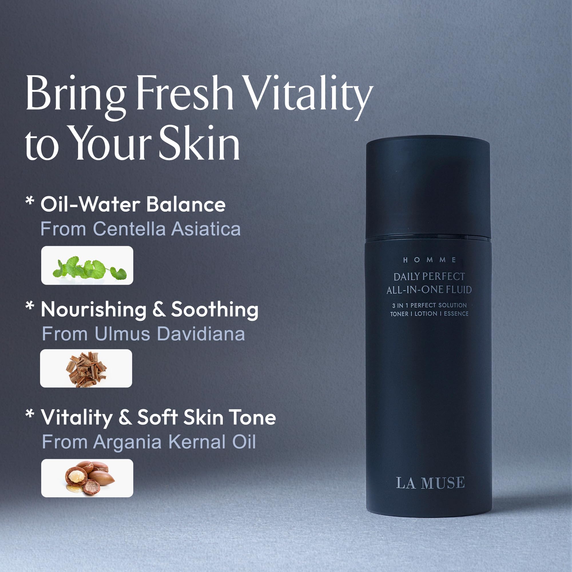 LA MUSE Men's Daily All-in-One Facial Moisturizer with Niacinamide | Hydrating & Anti-Aging Cream for Oily, Sensitive Skin | Lightweight, Non-Greasy Face Lotion Reduces Fine Lines & Wrinkles | Perfect for Post-Shave & Daily Skincare Routine