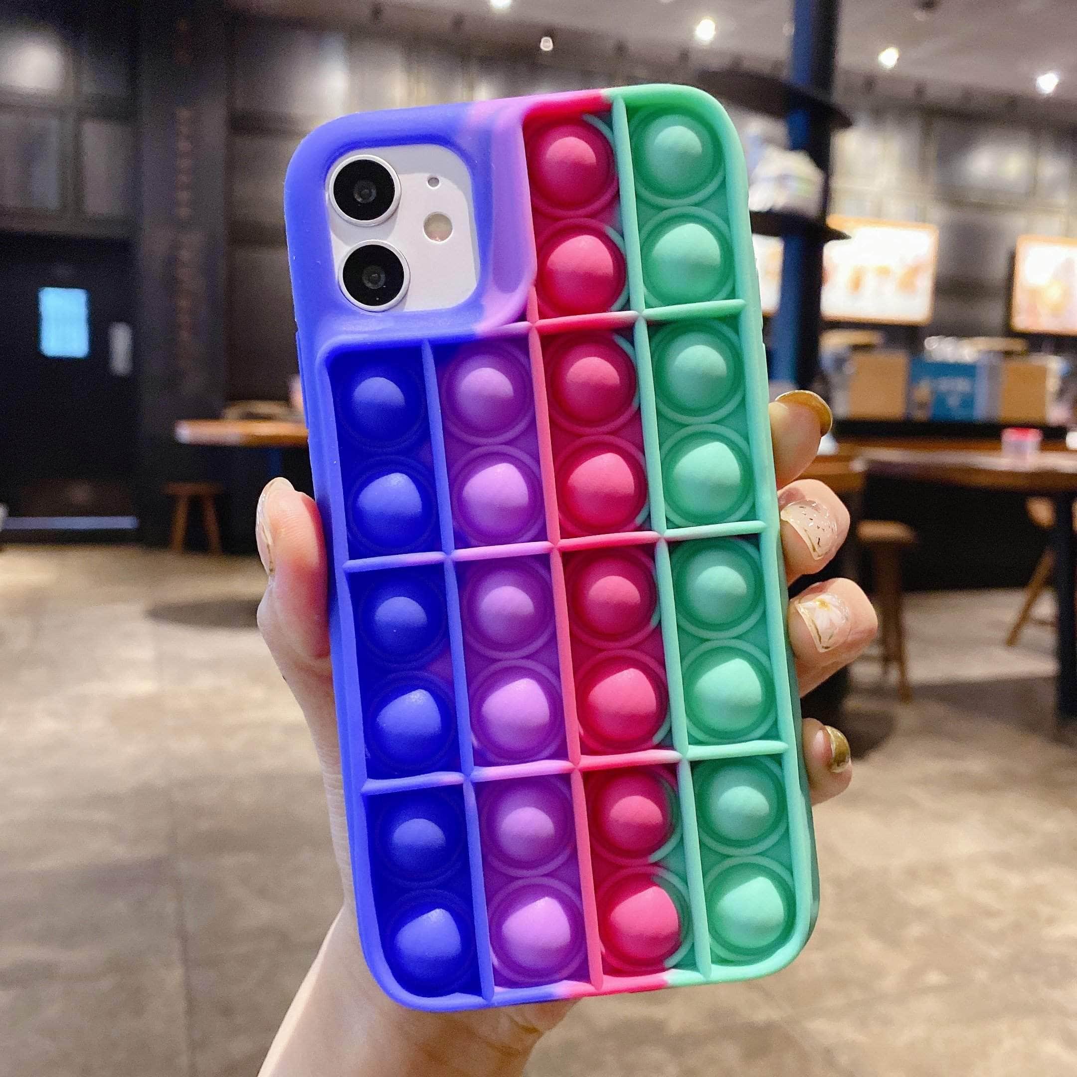 iPhone 13 Fidget Push Bubble Case - Anti-Stress Sensory Toy for Anxiety Relief - Perfect for Office, School & Travel Use