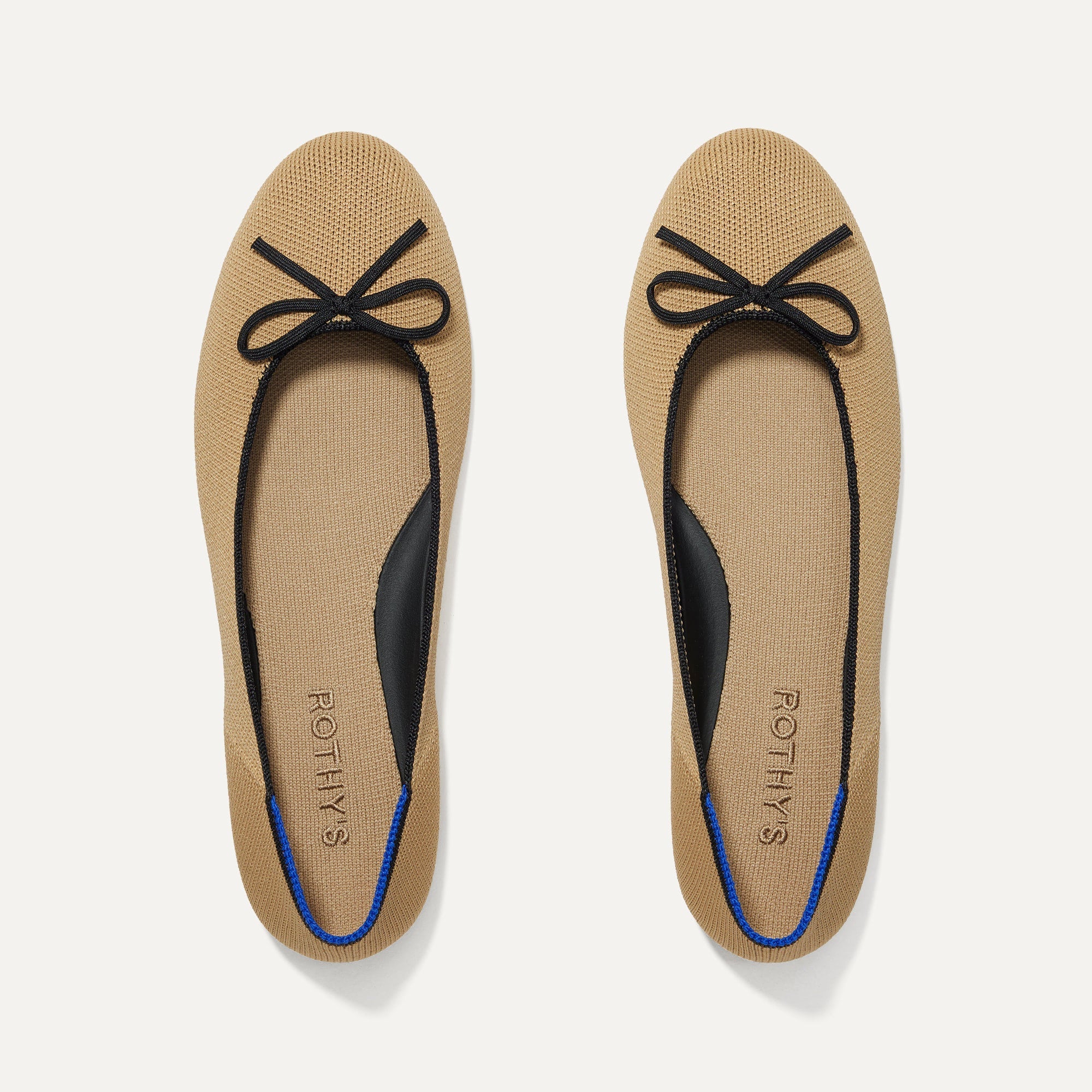 Women's Comfortable Ballet Flats - Beige & Black Soft Leather Loafers for Casual Wear, Office & Everyday Use