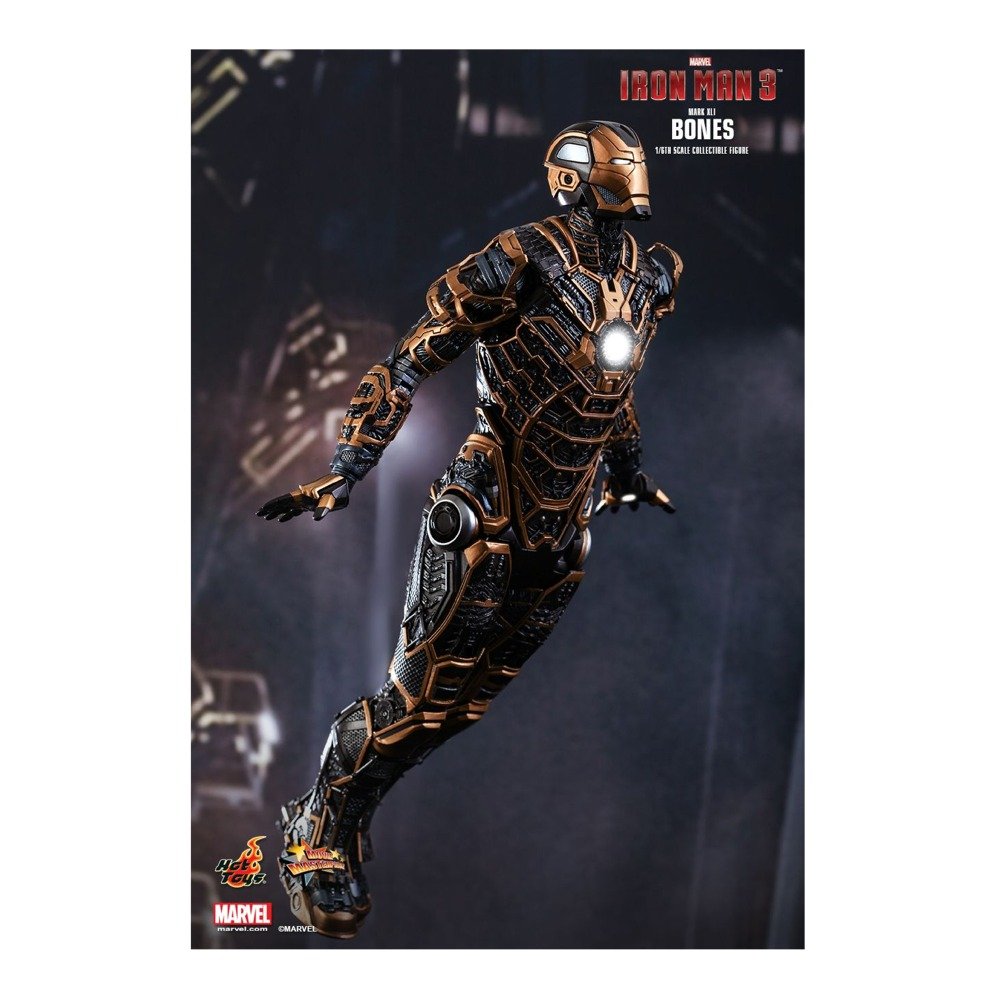 Hot Toys Iron Man Mark 41 Bones 1/6 Scale Collectible Action Figure - Movie Masterpiece from Iron Man 3 | Perfect for Marvel Fans, Display Collections & Superhero Decor