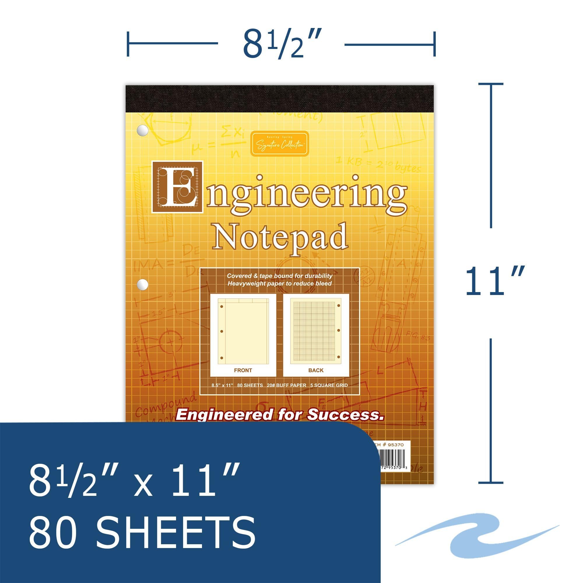 Roaring Spring Engineering Computation Notepads - Case of 24, 8.5x11 Inches, 80 Sheets per Pad, 20# Heavyweight Buff Paper, Made in USA - Perfect for Architects, Engineers & Students Calculations