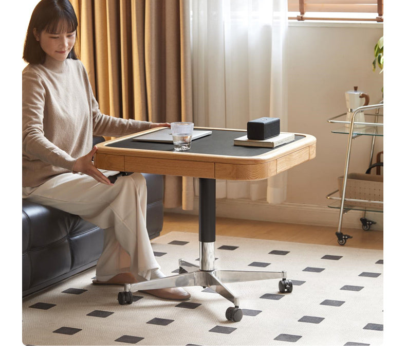 Solid Oak Lift-Top Coffee Table with Storage - Modern Square Movable Design for Living Room, Home Office & Small Spaces