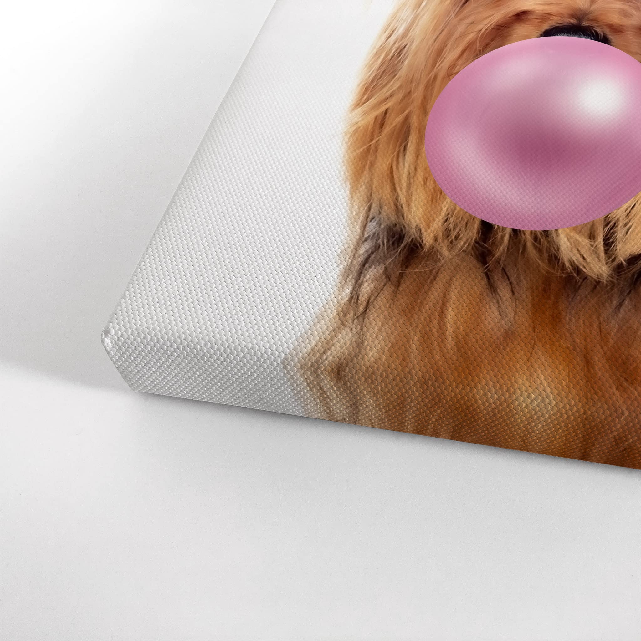 Yorkshire Terrier Yorkie Dog Chewing Pink Bubble Gum Canvas Wall Art Print - 36x24 Inch Pet Lover Gift, Pop Art Animal Decor for Living Room, Bedroom, Nursery & Kids Room