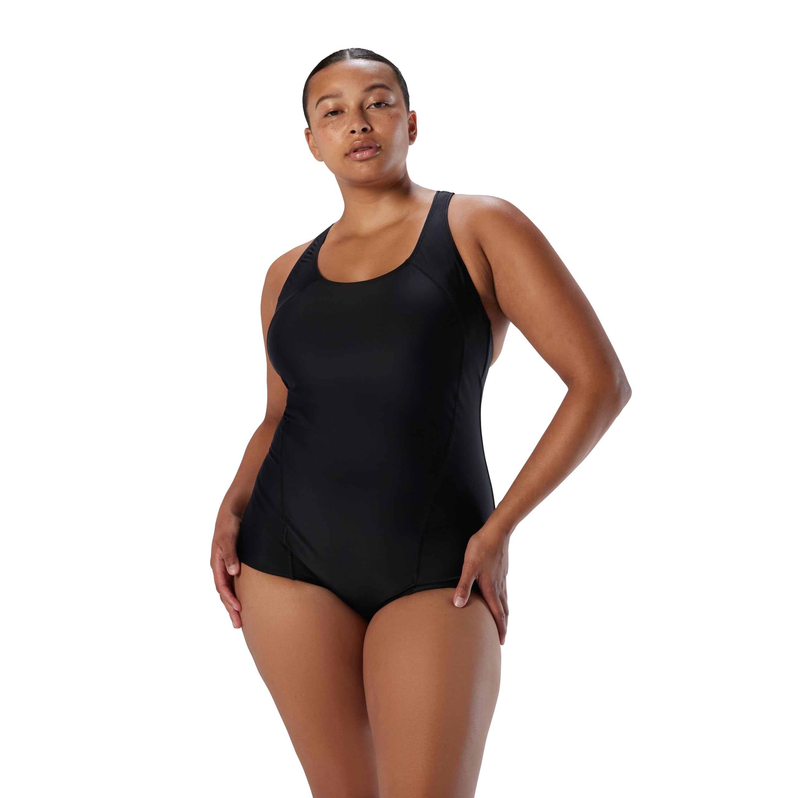 Speedo Women's Powerflex Conservative Ultraback One Piece Swimsuit with Princess Seam - Comfortable Full Coverage Swimwear for Lap Swimming, Water Aerobics & Beach Activities
