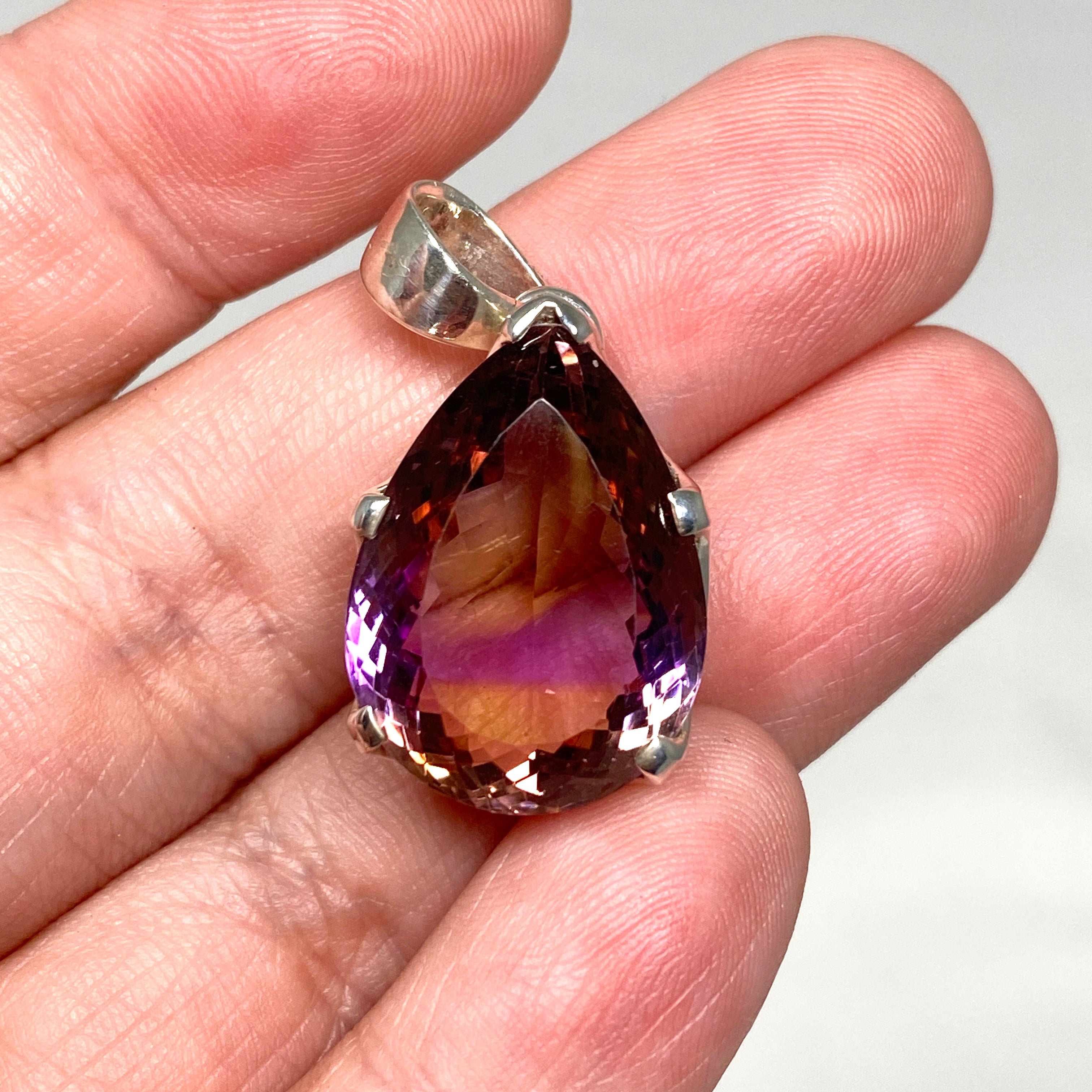 Natural Ametrine Teardrop Faceted Pendant Necklace - 925 Sterling Silver Jewelry PPGJ777 | Elegant Gift for Women, Bridesmaids & Birthday | Perfect for Weddings, Parties & Special Occasions