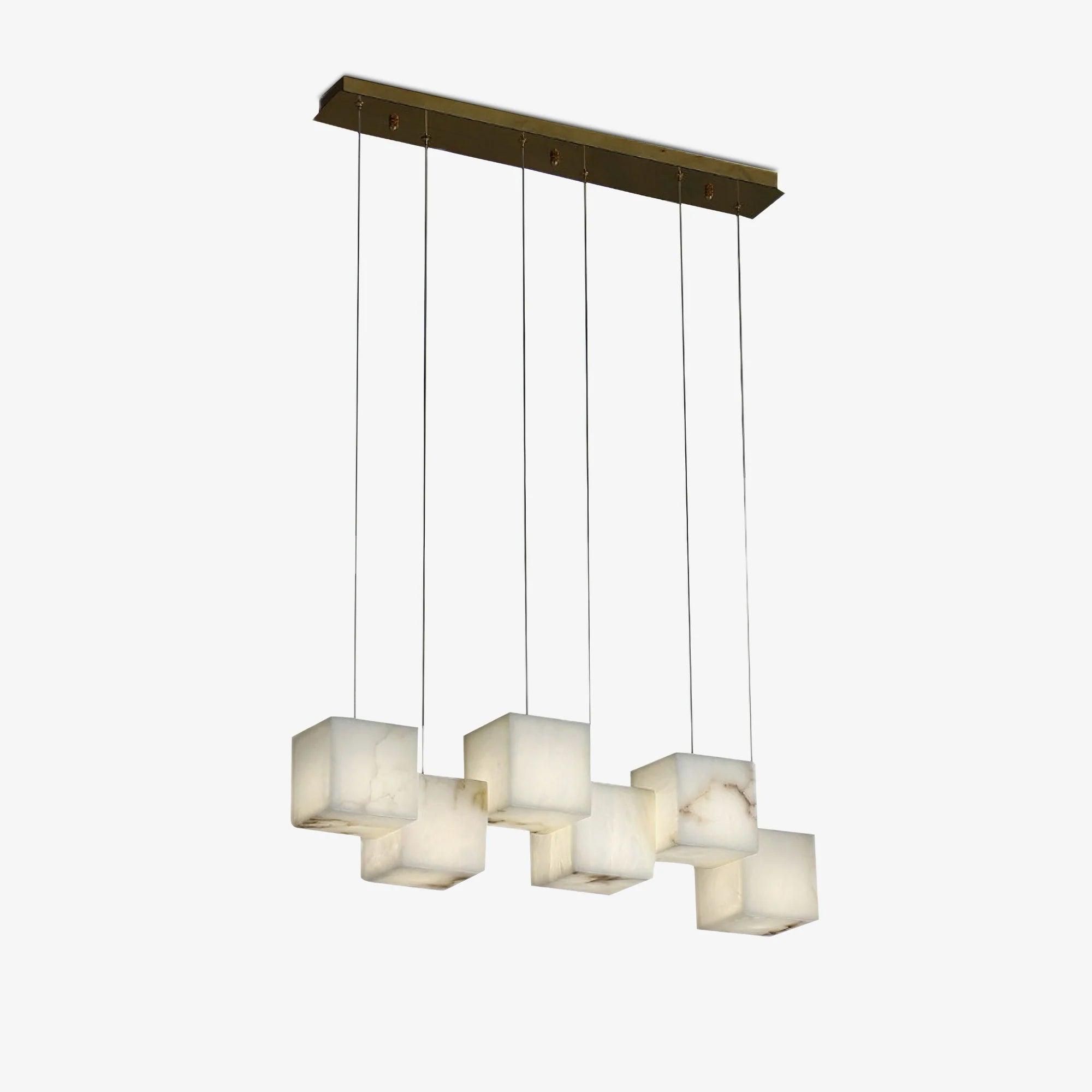 Elegant Alabaster Box Chandelier - Modern Crystal Ceiling Light Fixture for Dining Room, Living Room & Bedroom Decor