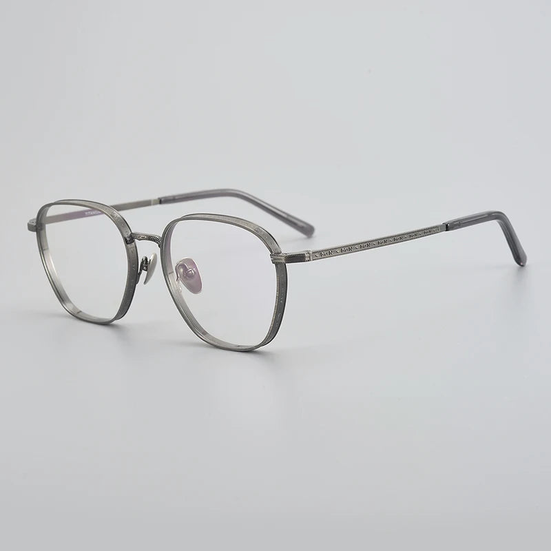 Unisex Black Titanium Square Eyeglasses - Flat Top Full Rim Frame 43101 | Perfect for Work, Reading & Fashion