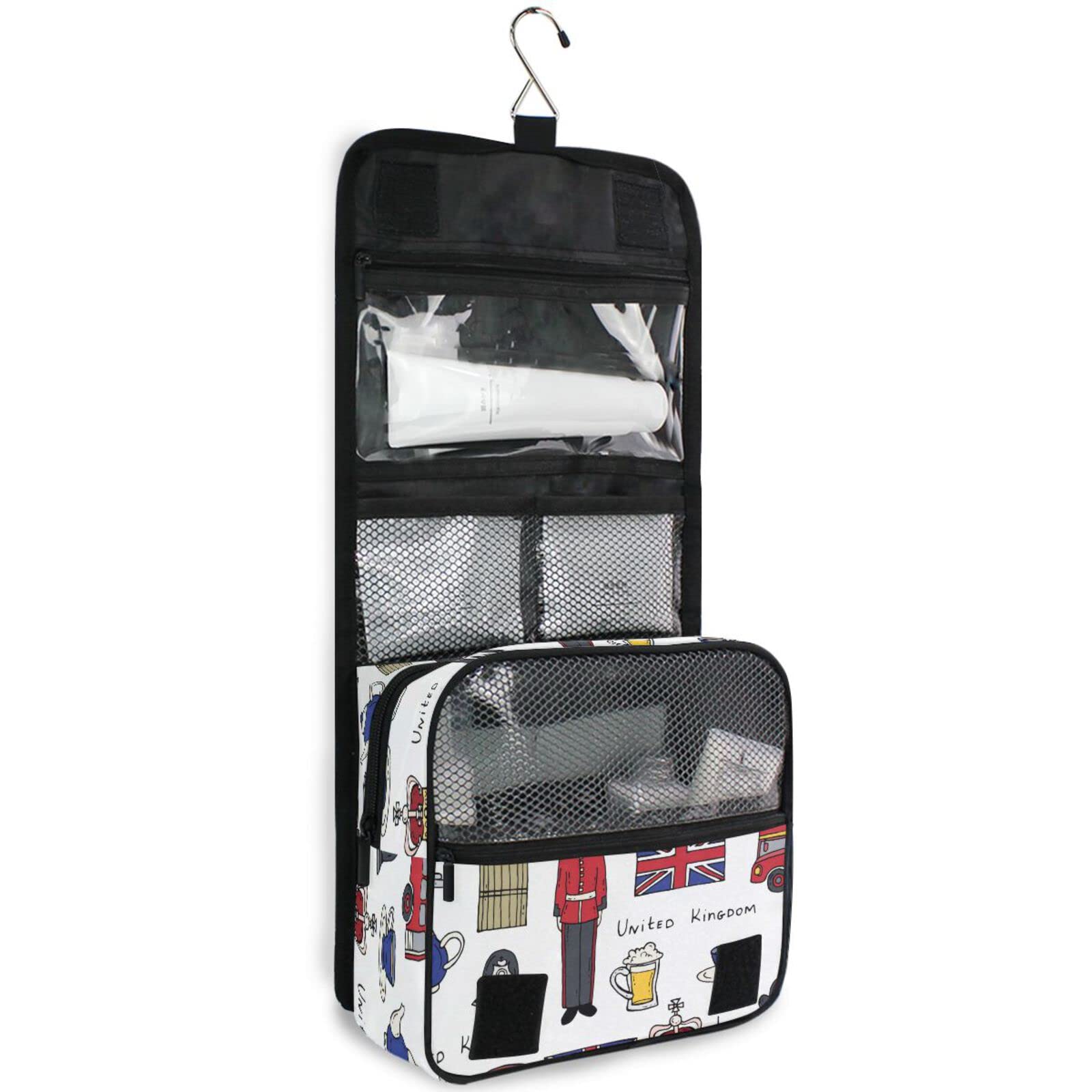 Cute Cartoon Hanging Travel Toiletry Bag with Hook - Portable Expandable Makeup Organizer, Cosmetic Case & Shower Bag for Women & Men - Perfect for Air Travel, Camping & Gym Essentials