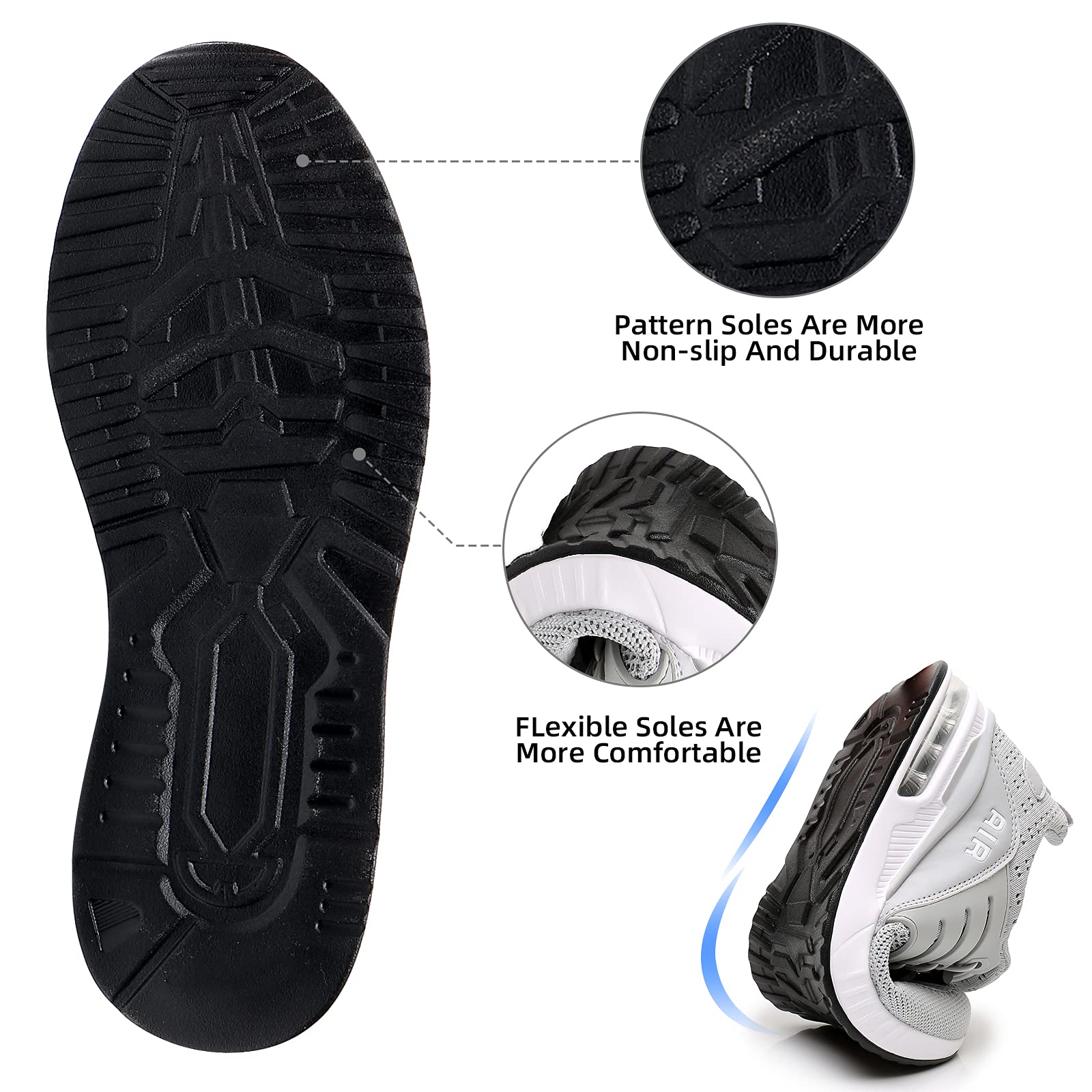 BOGOVER Women's Lightweight Air Running Shoes - Breathable Gym Jogging Tennis Sneakers with Air Cushion Technology | Slip-On Design for Comfort | Perfect for Running, Workouts & Casual Wear