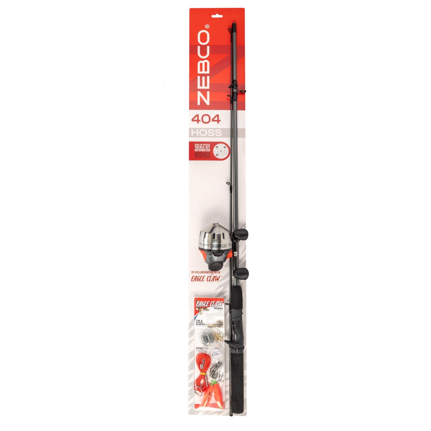 404 Hoss 5'6 Medium 2-Piece Spincast Fishing Rod and Reel Combo with Eagle Claw Tackle - Perfect for Freshwater Fishing, Bass Angling, and Light Saltwater Use