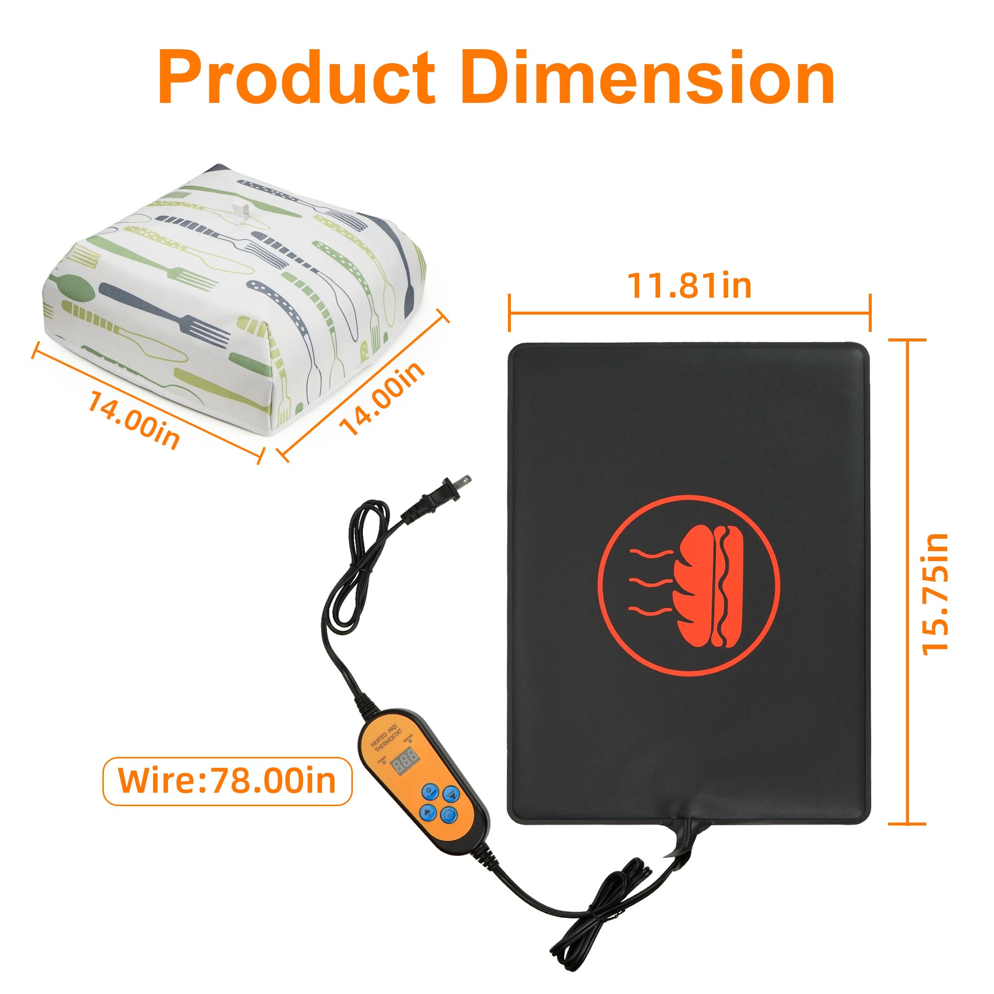 Fermentation Heat Mat with Insulated Cover & Thermostat Controller - Perfect for Sourdough, Yeast Bread Baking & Food Warming | Ideal for Home Bakers & Professional Kitchens