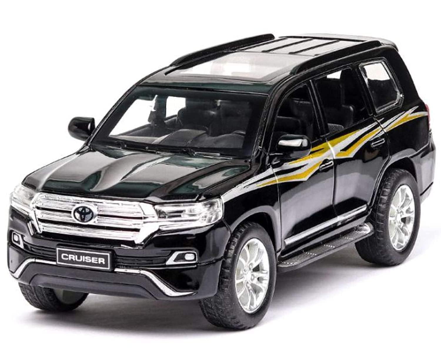 Exegi Enterprise 1:32 Scale Diecast Toyota Land Cruiser Alloy Metal Pull Back Toy Car with Light & Sound - Mini Collectible Model Vehicle for Kids Boys - Perfect Gift for Birthdays & Christmas (3-Pack) - Great for Playtime, Collection Display & Pretend Driving Games