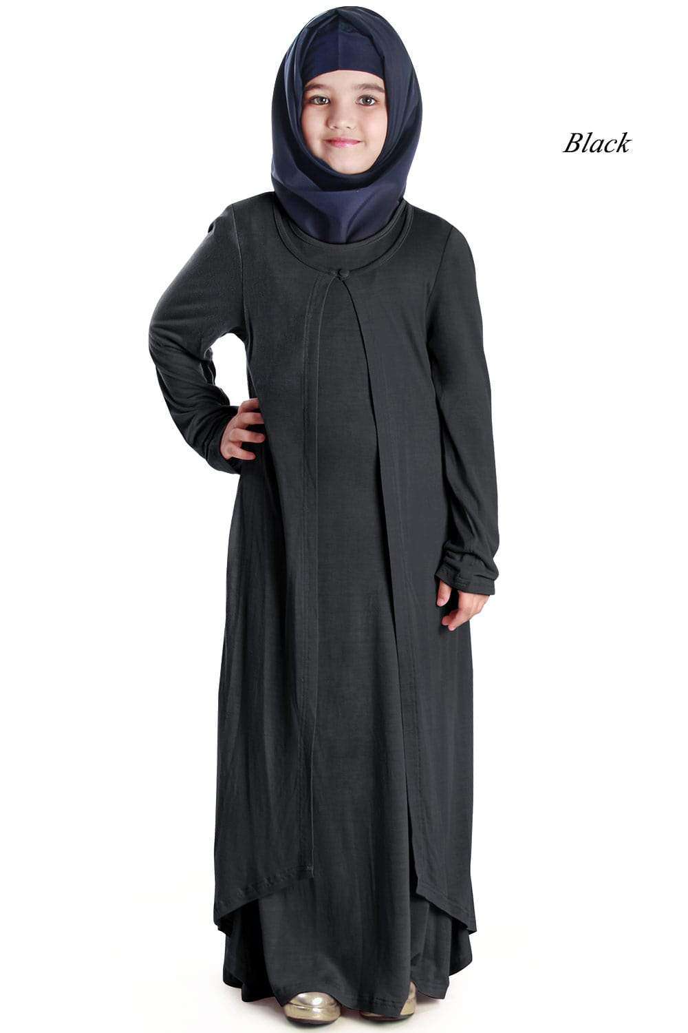 Sumayrah Viscose Jersey Kids Abaya Dress - Islamic Prayer Dress for Girls - Comfortable & Modest Outfit for School, Mosque & Special Occasions