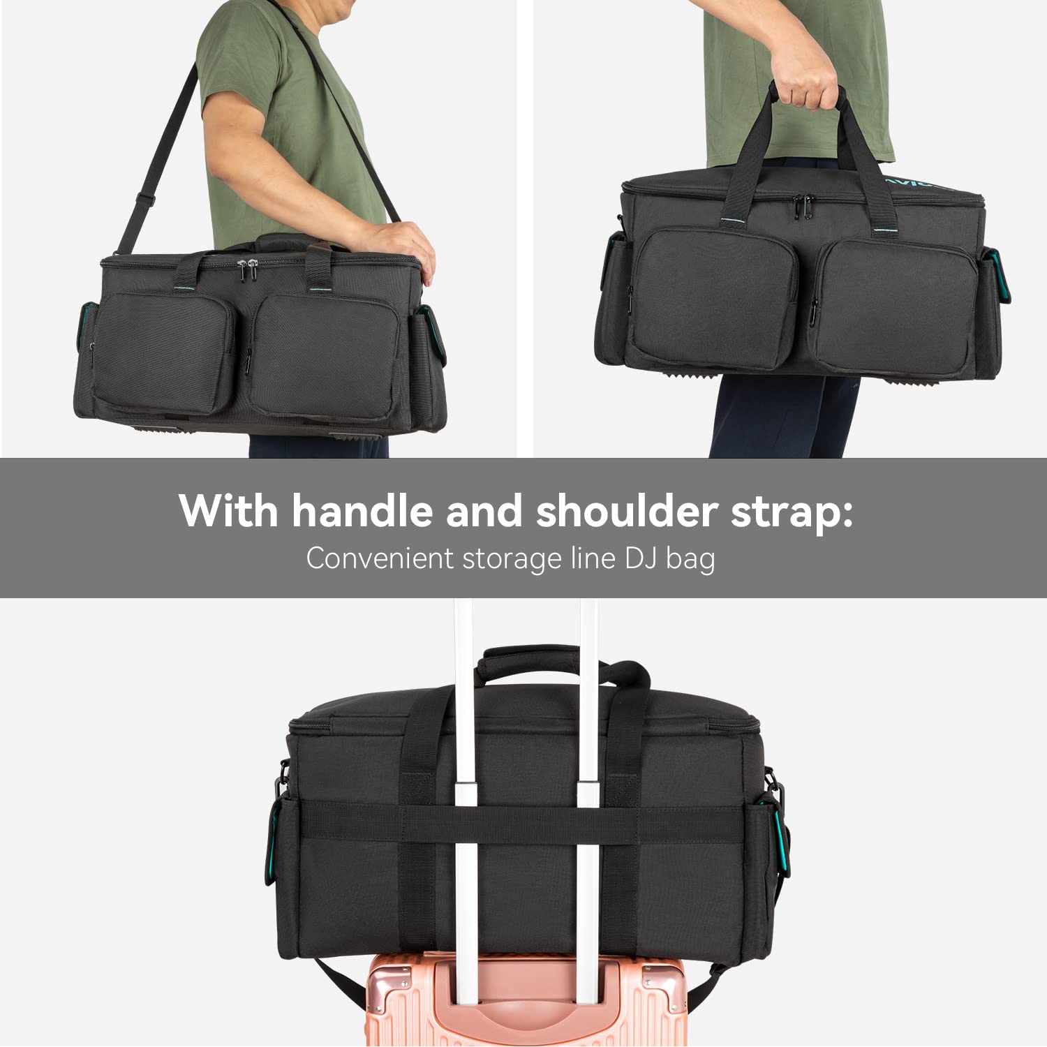 SAVIOUR DJ Cable File Bag - Detachable Padded Bottom & Adjustable Dividers for Music/Audio/Visual Cables - Portable Travel Storage & Studio Organization - Perfect for DJs, Musicians & AV Professionals (Blue)