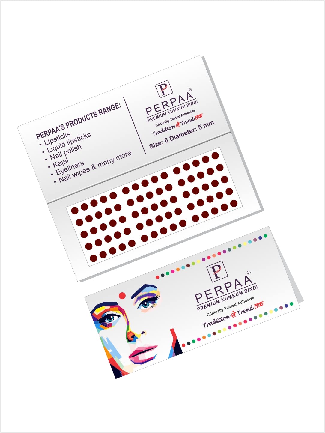 PERPAA Dark Maroon Round Kumkum Forehead Sticker Bindis for Women - Pack of 3 Flats (Dark Maroon Combo No.45) - Traditional Indian Bindi for Festivals, Weddings & Daily Wear