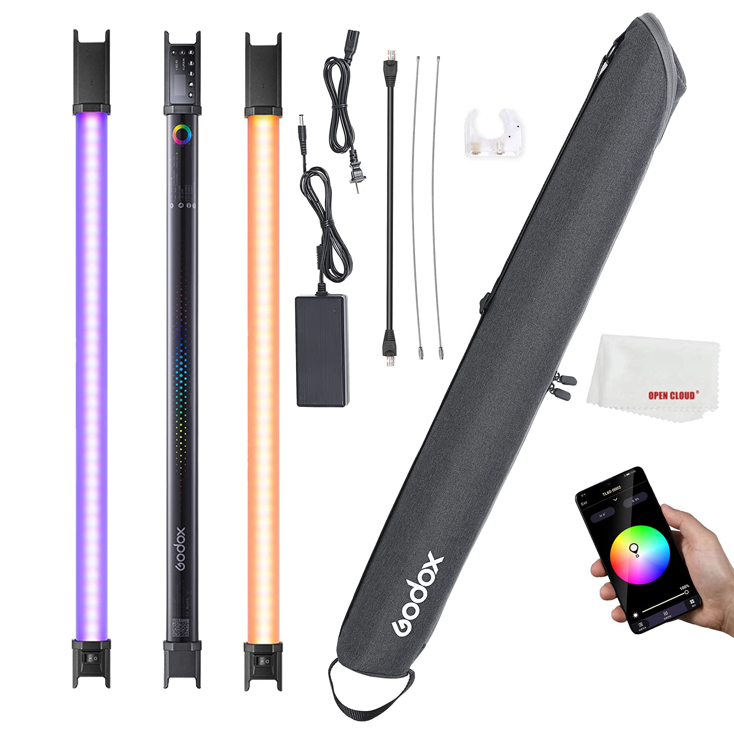 Godox TL60 RGB LED Tube Light with Mobile App Control, Built-in Battery & Carry Bag - Perfect for Outdoor Photography, YouTube Videos, and Creative Lighting Effects