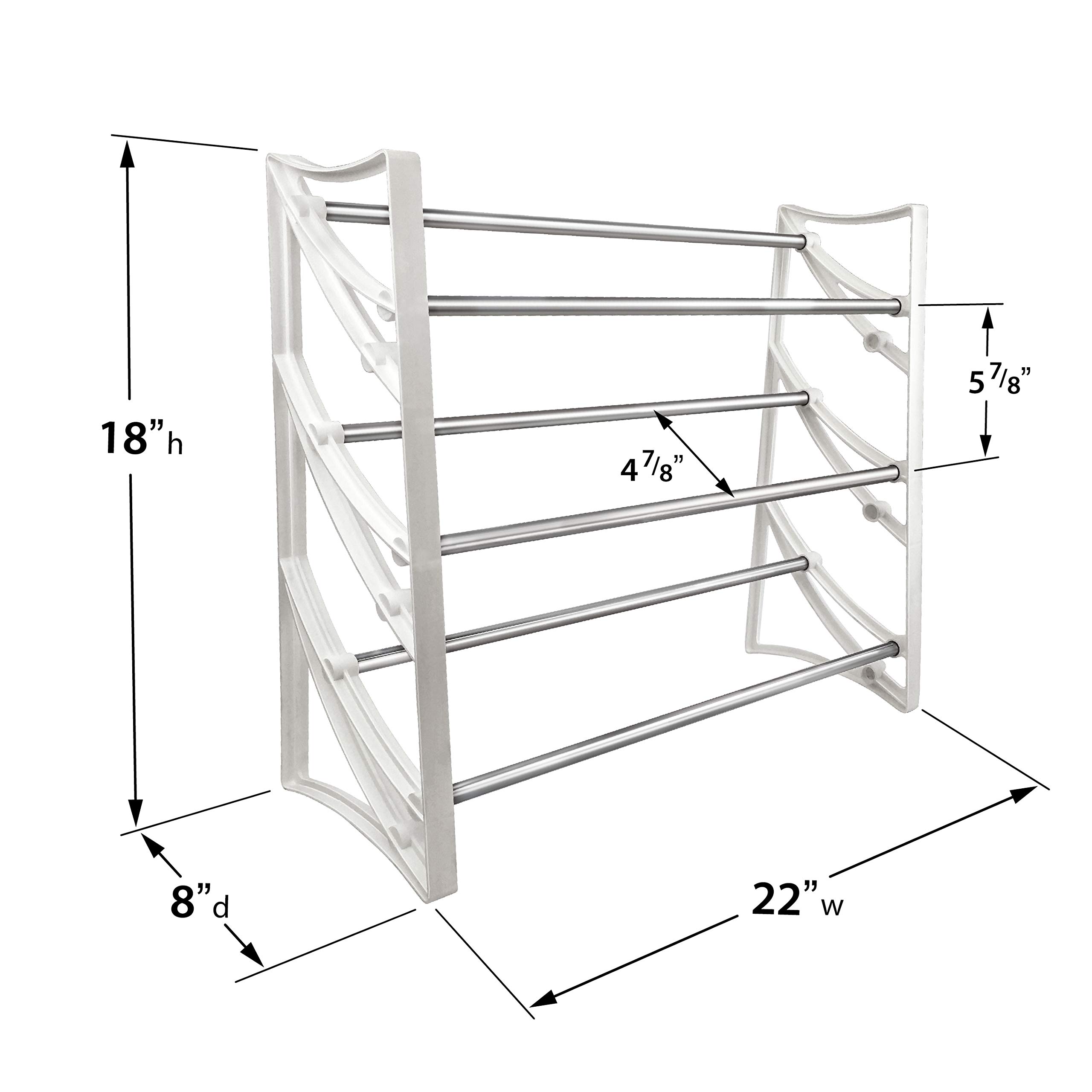 Lynk 9 Pair Convertible Shoe Rack Organizer - 3 Tier Space Saving Closet Storage for Shoes - White | Perfect for Bedroom, Entryway, and Small Spaces