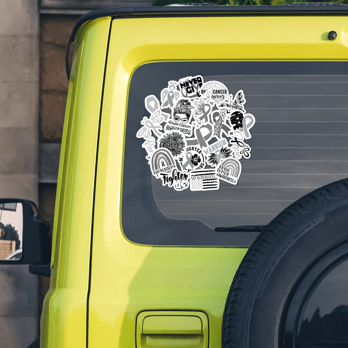 UNILYLY 20PCS Brain Tumor Awareness Car Stickers - Waterproof Vinyl Decals for Vehicles & Bikes - Support Cancer Survivors