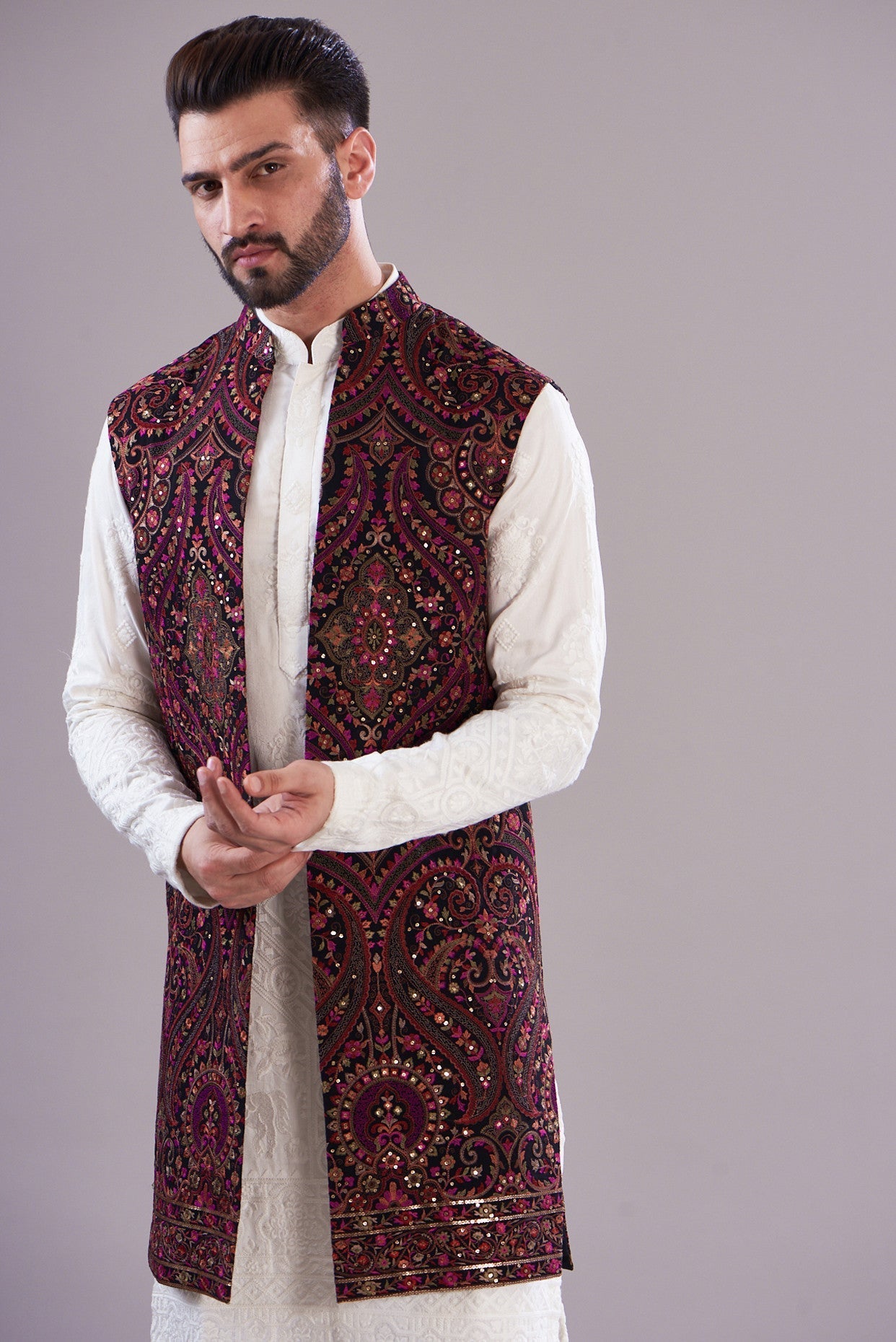 Stylish Kalamkari Long Open Shrug - Handmade Indian Cotton Cover-Up for Women | Perfect for Boho Outfits, Beachwear & Casual Dressing