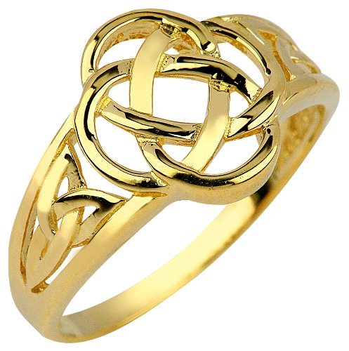 10K Yellow Gold Trinity Triquetra Ring for Women - Celtic Knot Jewelry, Dainty Stackable Band, Perfect Gift for Anniversary, Birthday & Valentine's Day - Ideal for Everyday Wear & Special Occasions