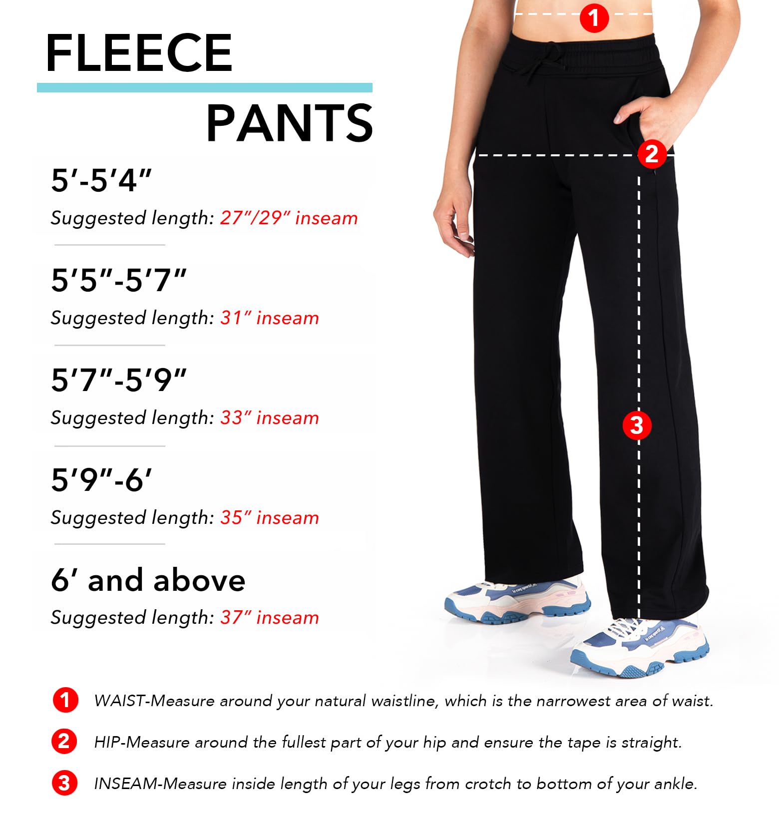 Yogipace Women's Fleece Lined Thermal Sweatpants with Zipper Pockets - Water Resistant Winter Pants in Petite/Regular/Tall Sizes - Straight Leg Comfort for Cold Weather, Outdoor Activities & Lounge Wear